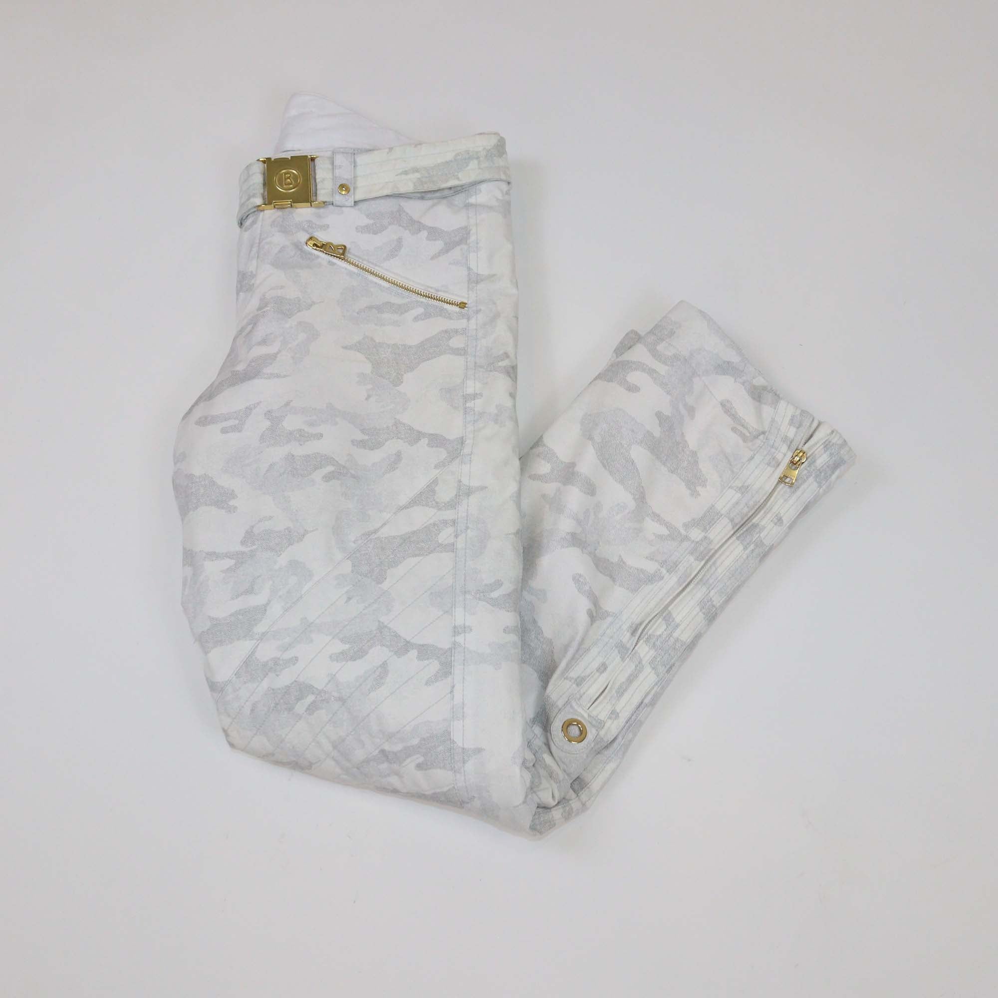 Bogner Grey Camouflage Print Blend Nylon Belted Ski Trouser