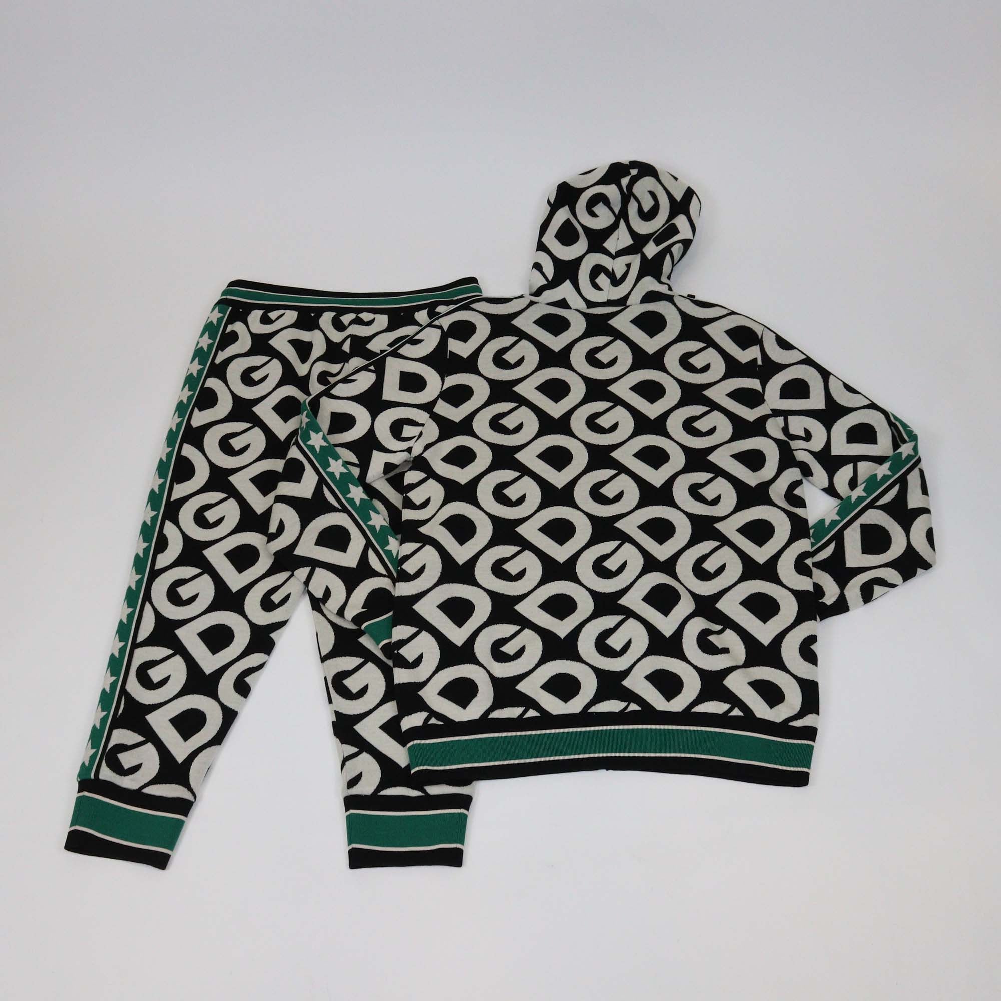 Dolce & Gabbana Multicolor Wool DG Mania Print Hooded Jacket & Jogger Set
