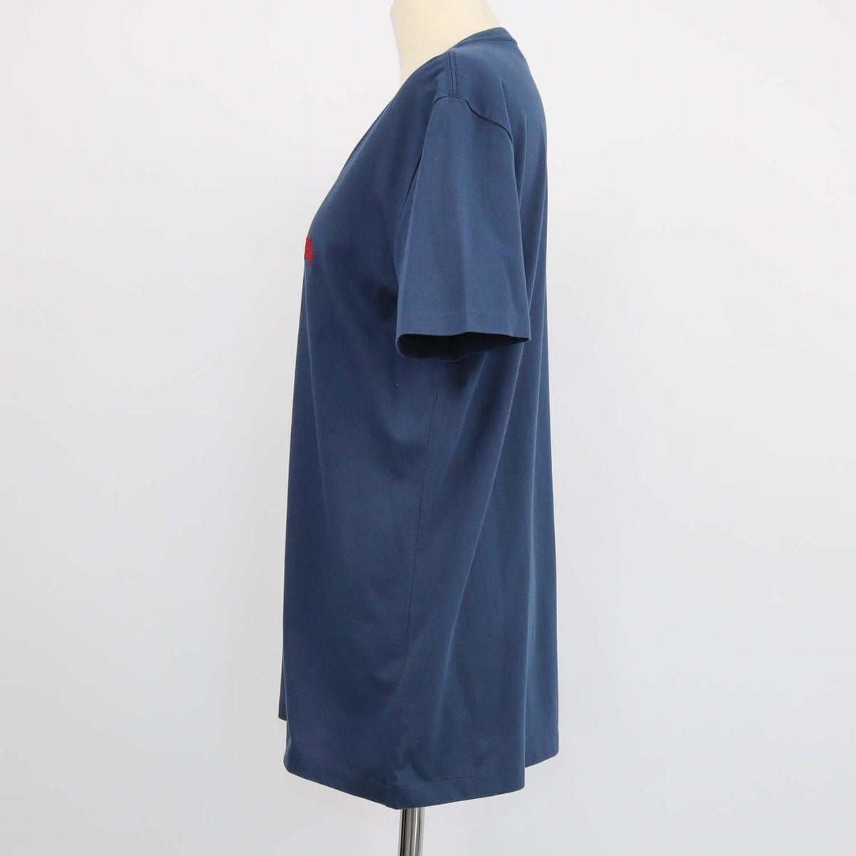 Burberry Navy Blue Cotton Logo Embroidered V Neck T-Shirt
