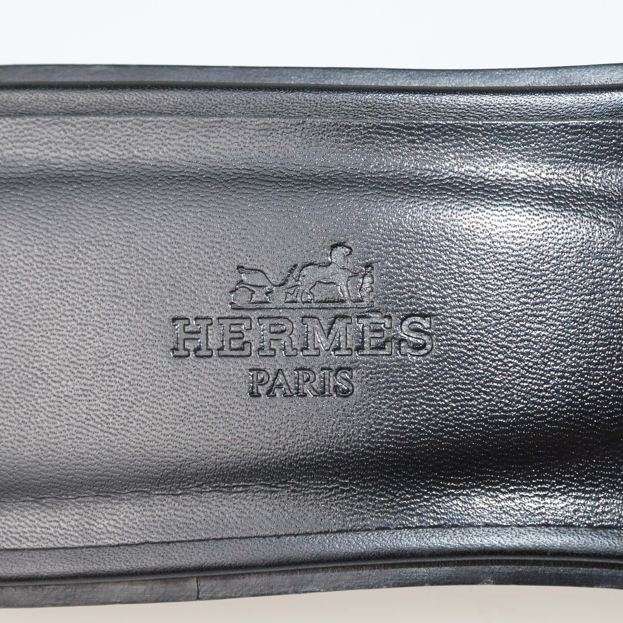 Hermes Black Leather Clou De Selle Oran Sandals Womens Hermes