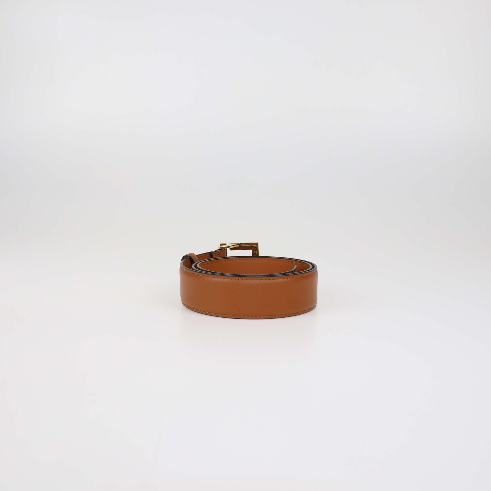Fendi Brown Leather FF Buckle Belt
