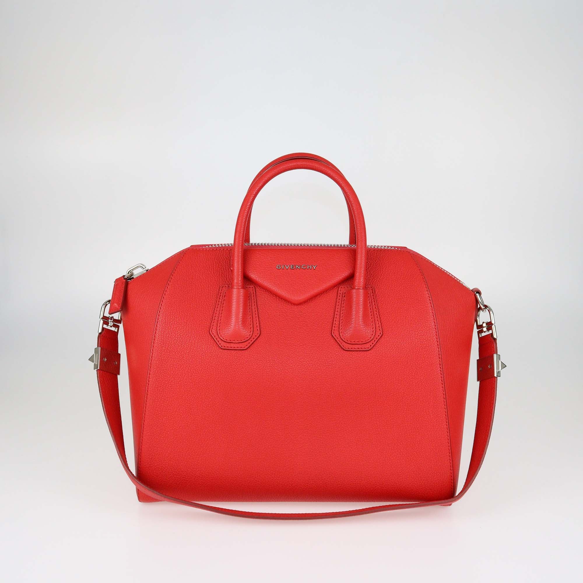 Givenchy Red Leather Medium Antigona Satchel Bag