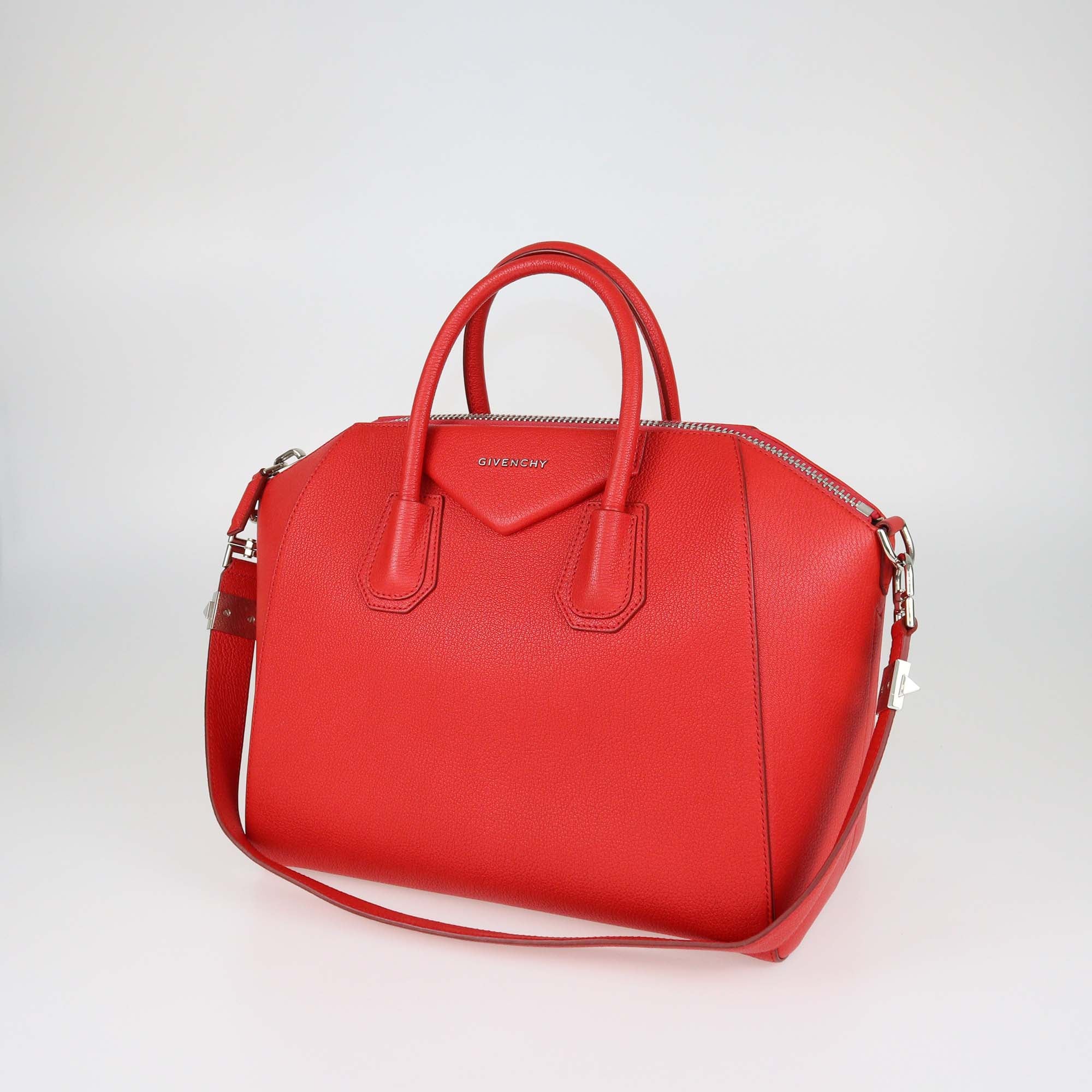 Givenchy Red Leather Medium Antigona Satchel Bag