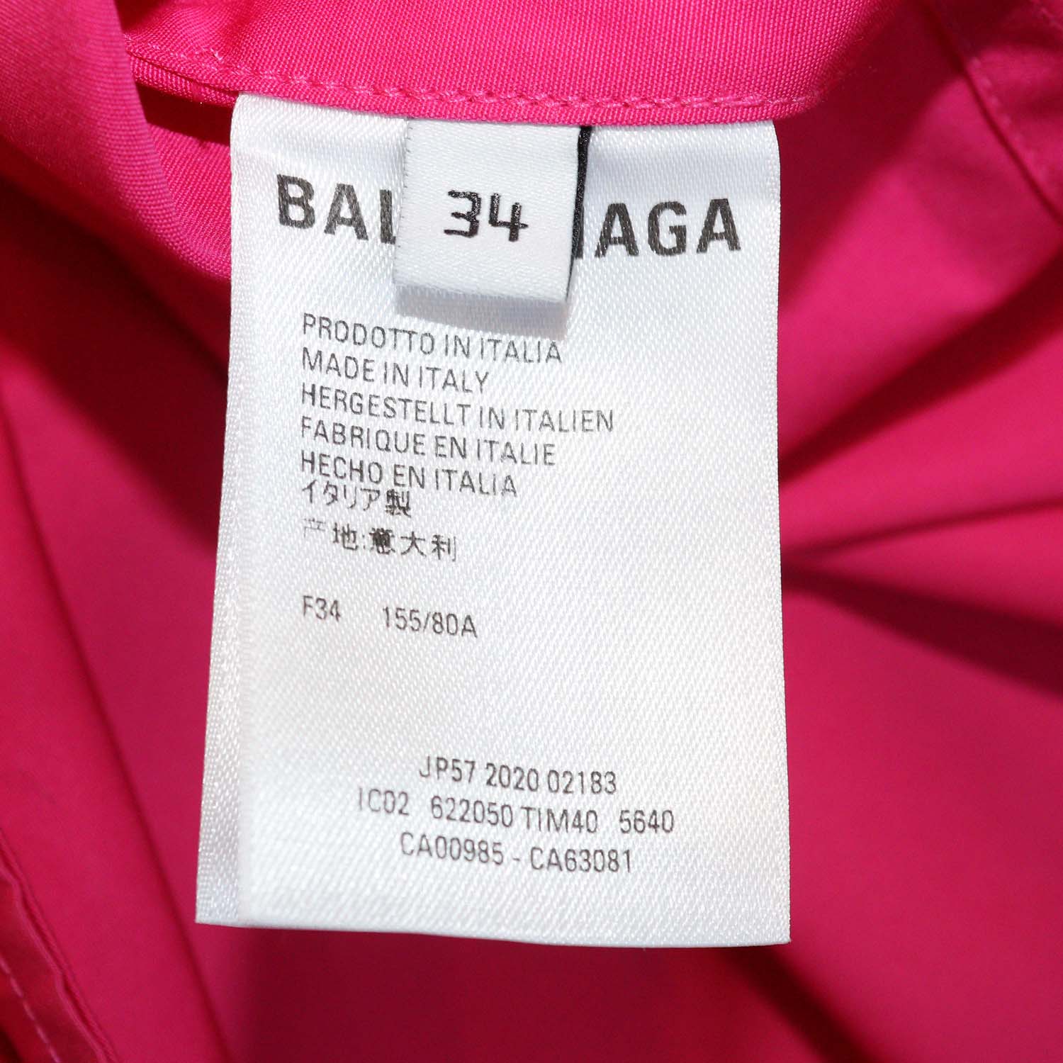 Balenciaga Fuchsia Cotton Logo Swing Shirt