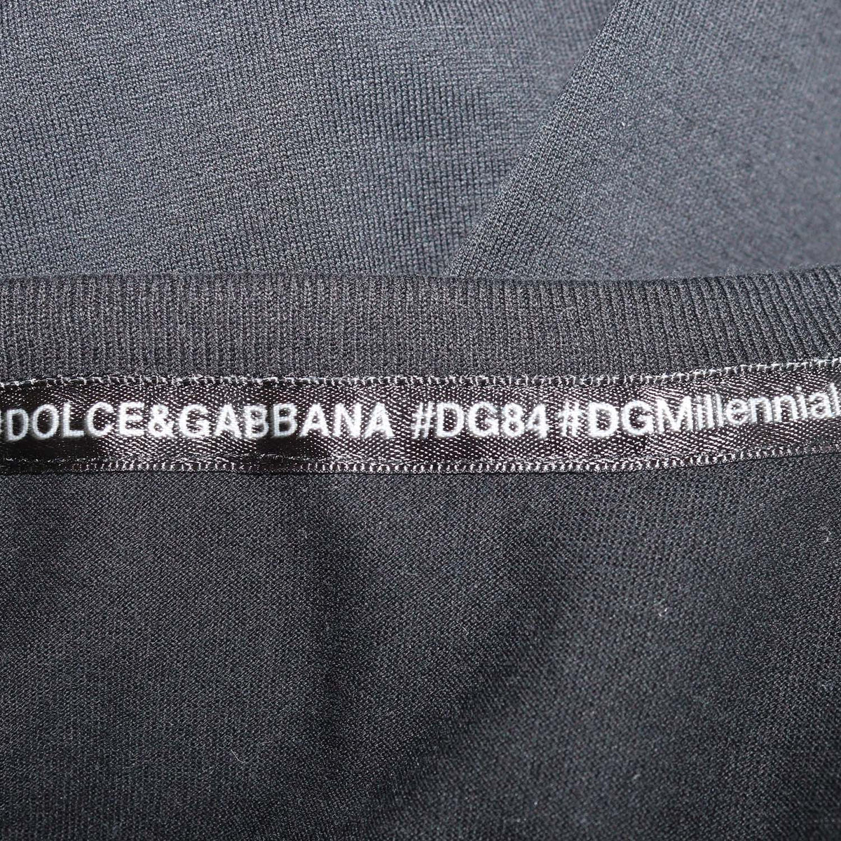 Dolce & Gabbana Black Cotton Logo Embroidered Crew Neck T-Shirt
