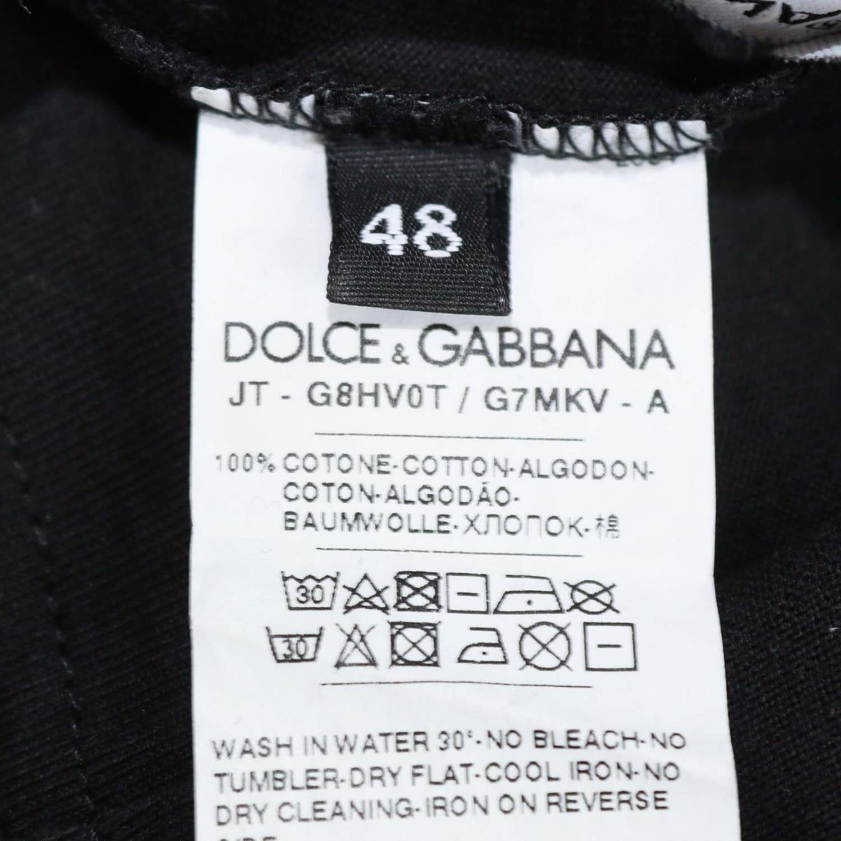 Dolce & Gabbana Black Cotton Logo Embroidered Crew Neck T-Shirt