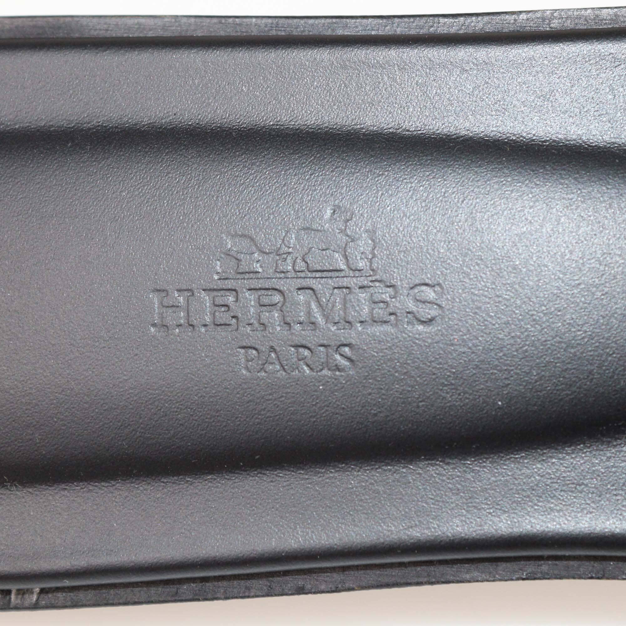 Hermes Black Epsom Leather Oran Flat Sandals Womens Hermes