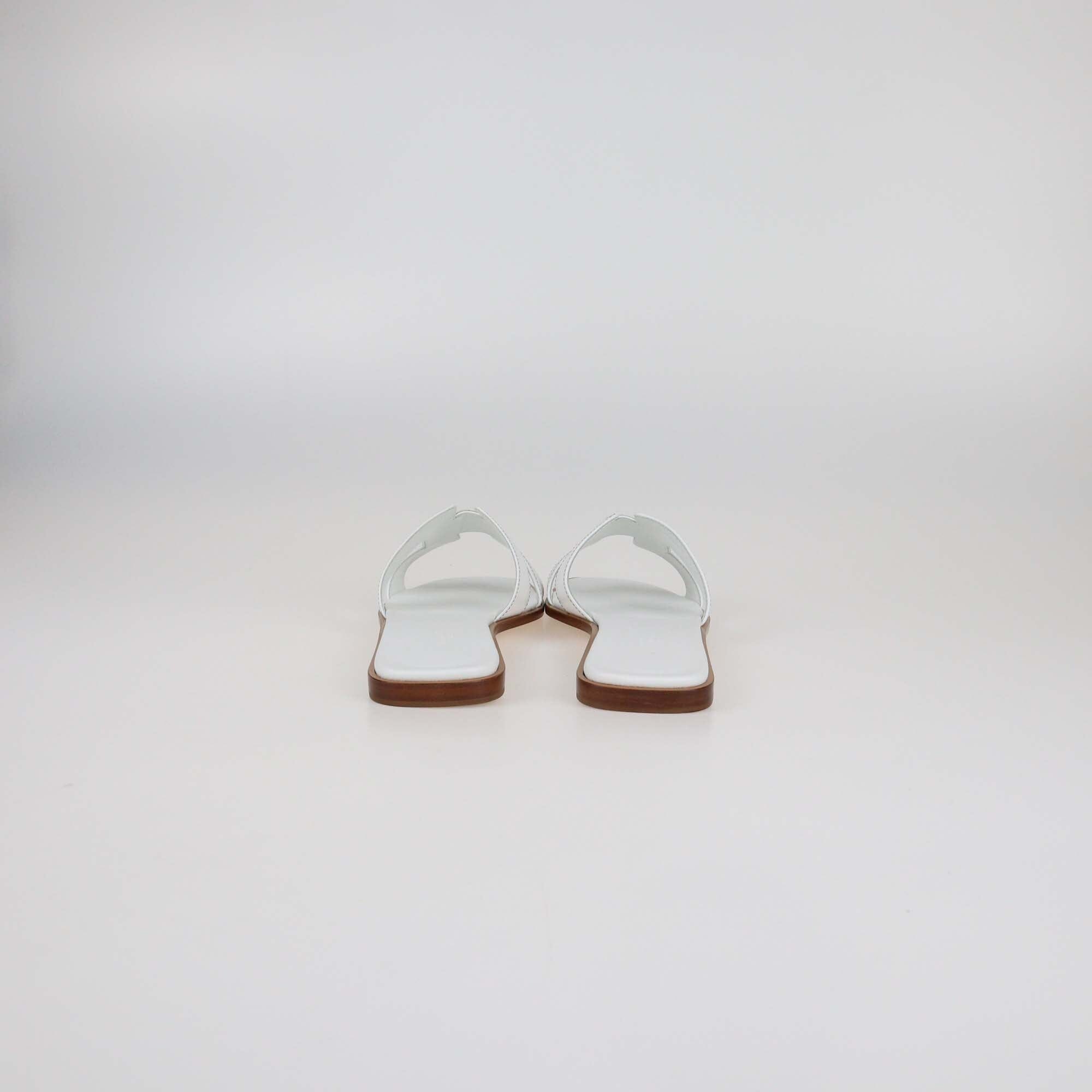 Hermes Blanc Box Leather Oran Flat Sandals Womens Hermes