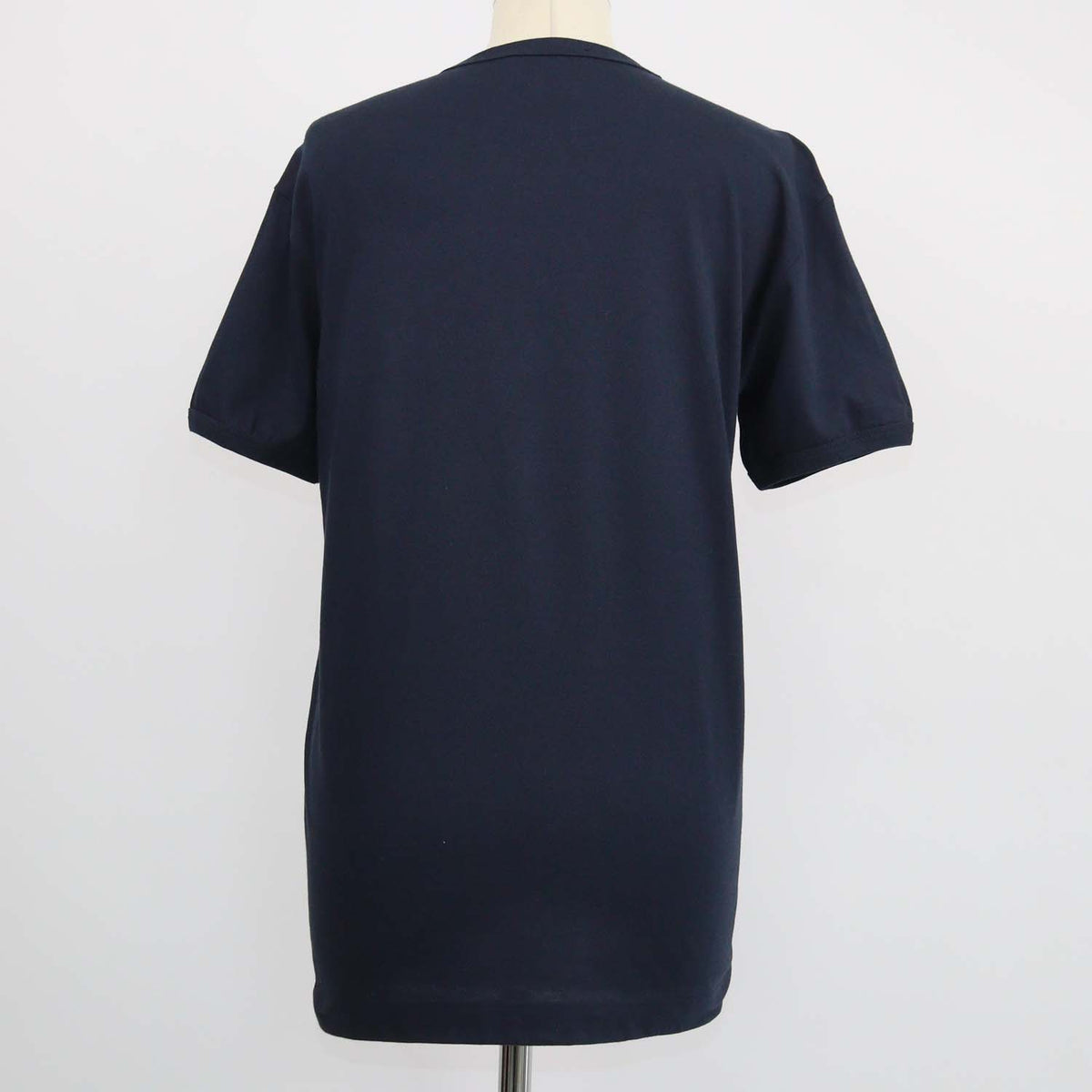 Dolce & Gabbana Navy Blue Cotton Logo Plaque V Neck T-Shirt