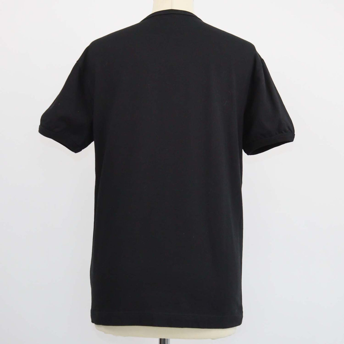 Dolce & Gabbana Black Cotton Logo Plaque V Neck T-Shirt