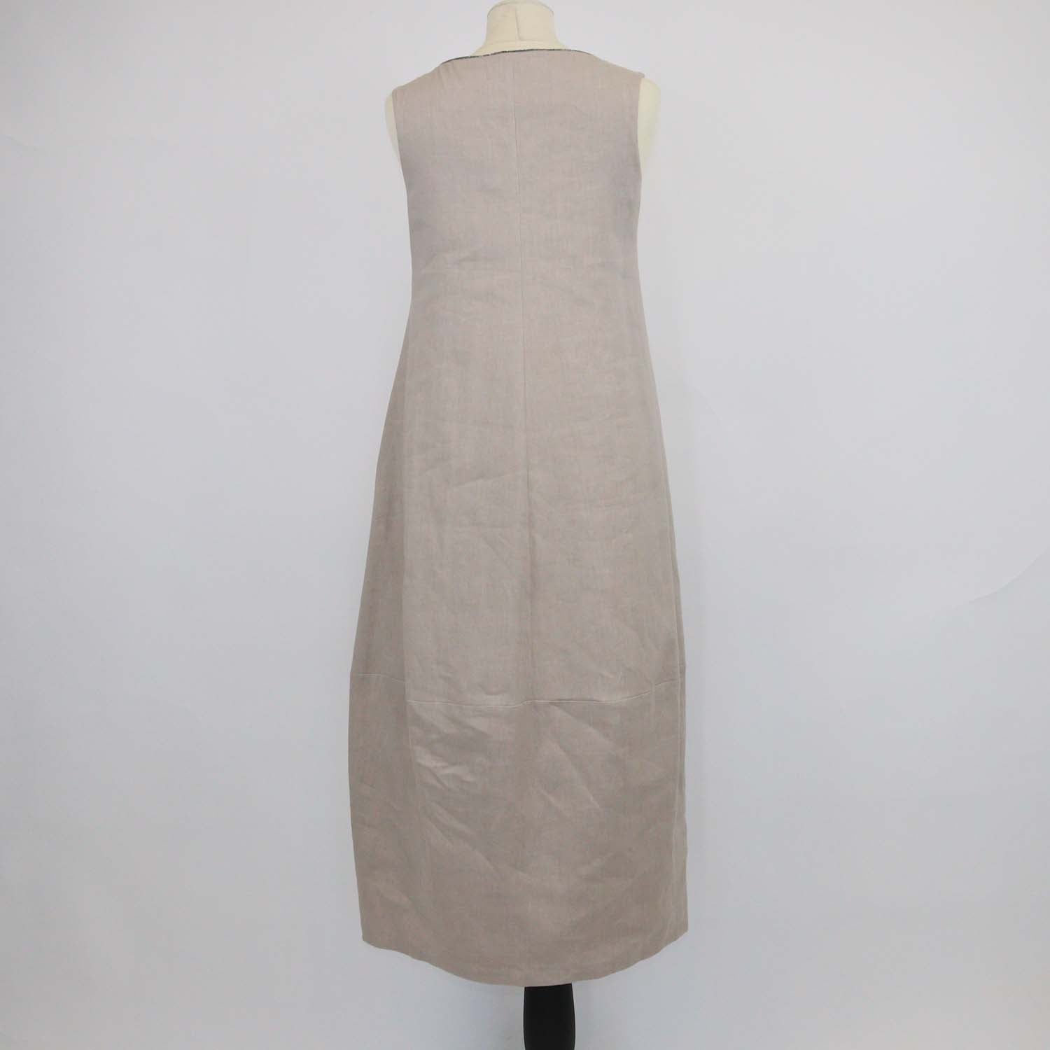 Fabiana Filippi Beige Linen Blend Sleeveless Midi Dress