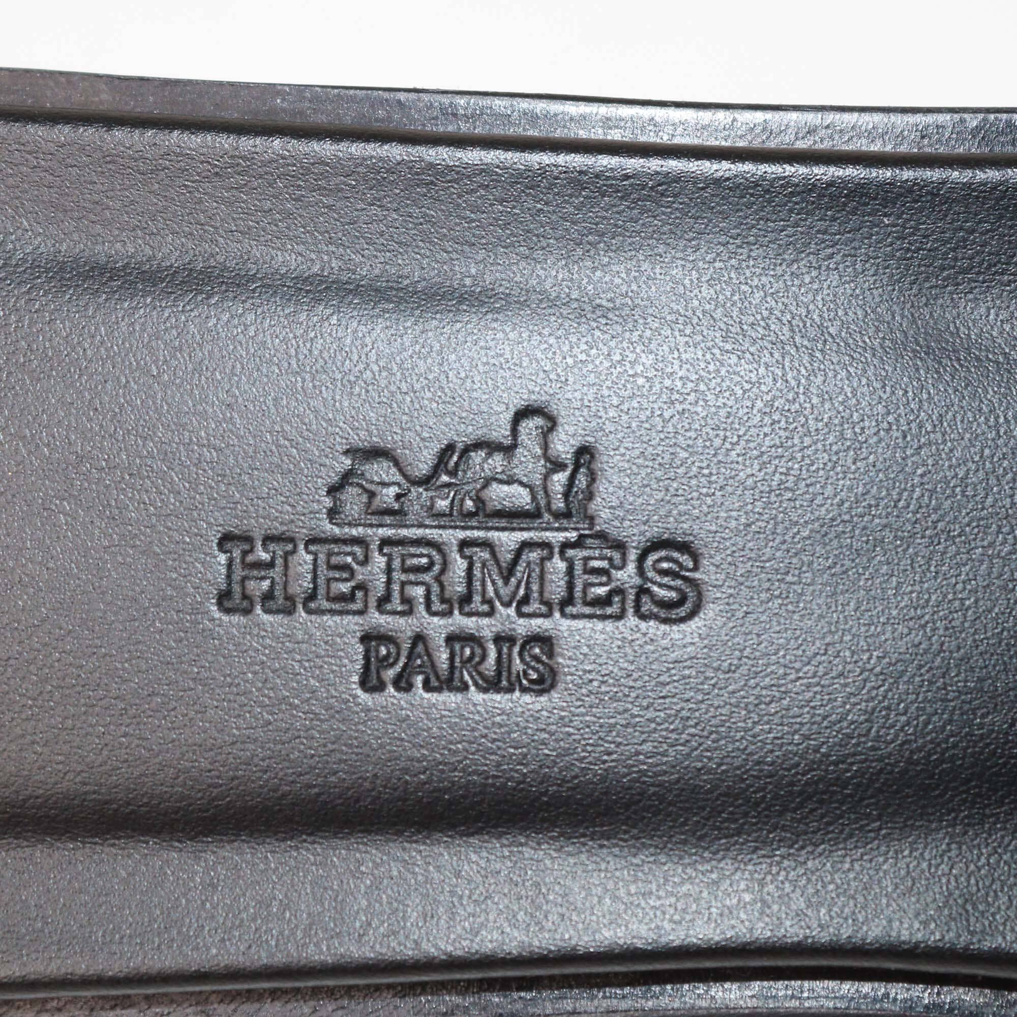 Hermes Black Box Leather Oran Flat Sandals Womens Hermes