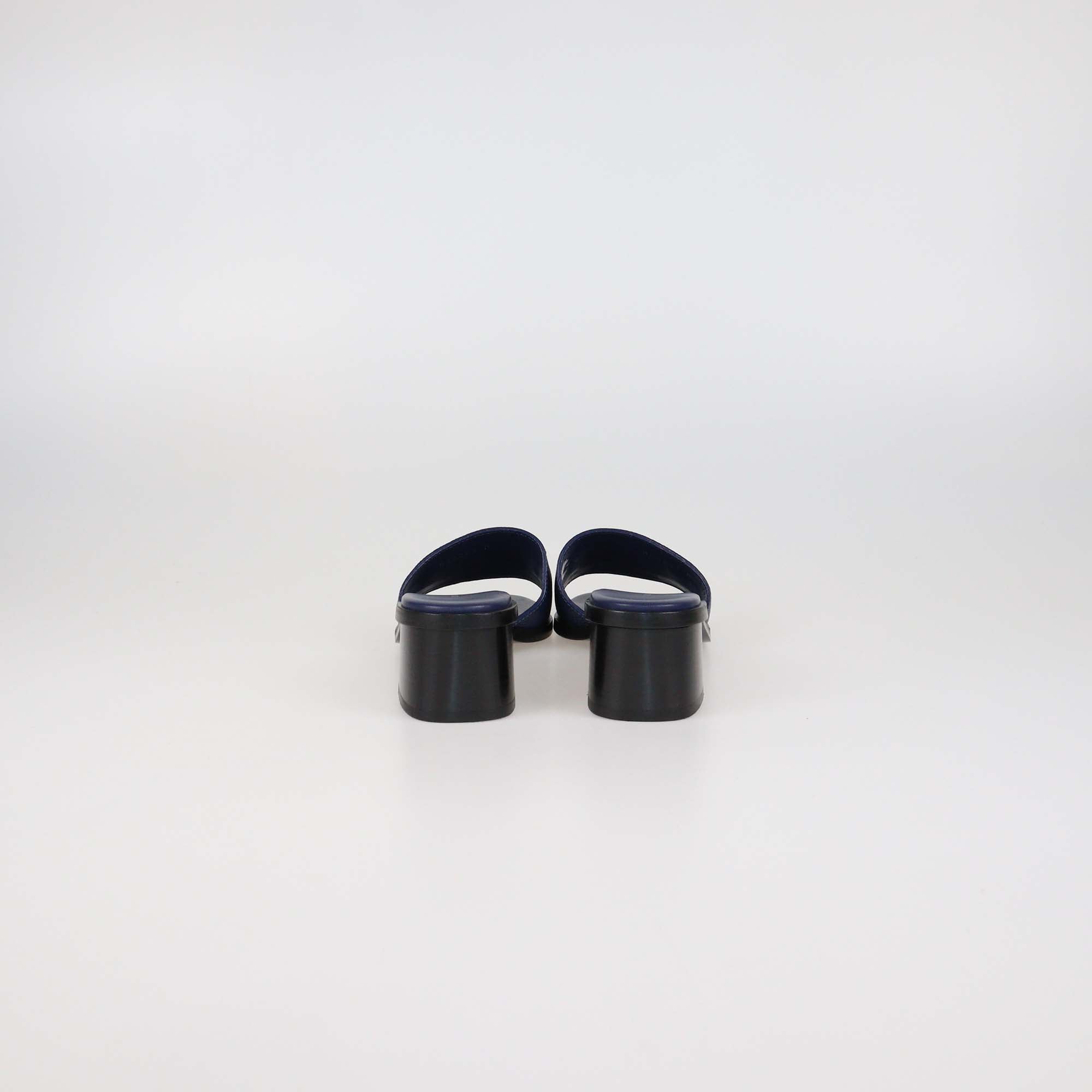 Louis Vuitton Navy Blue Leather Lock It Slide Sandals