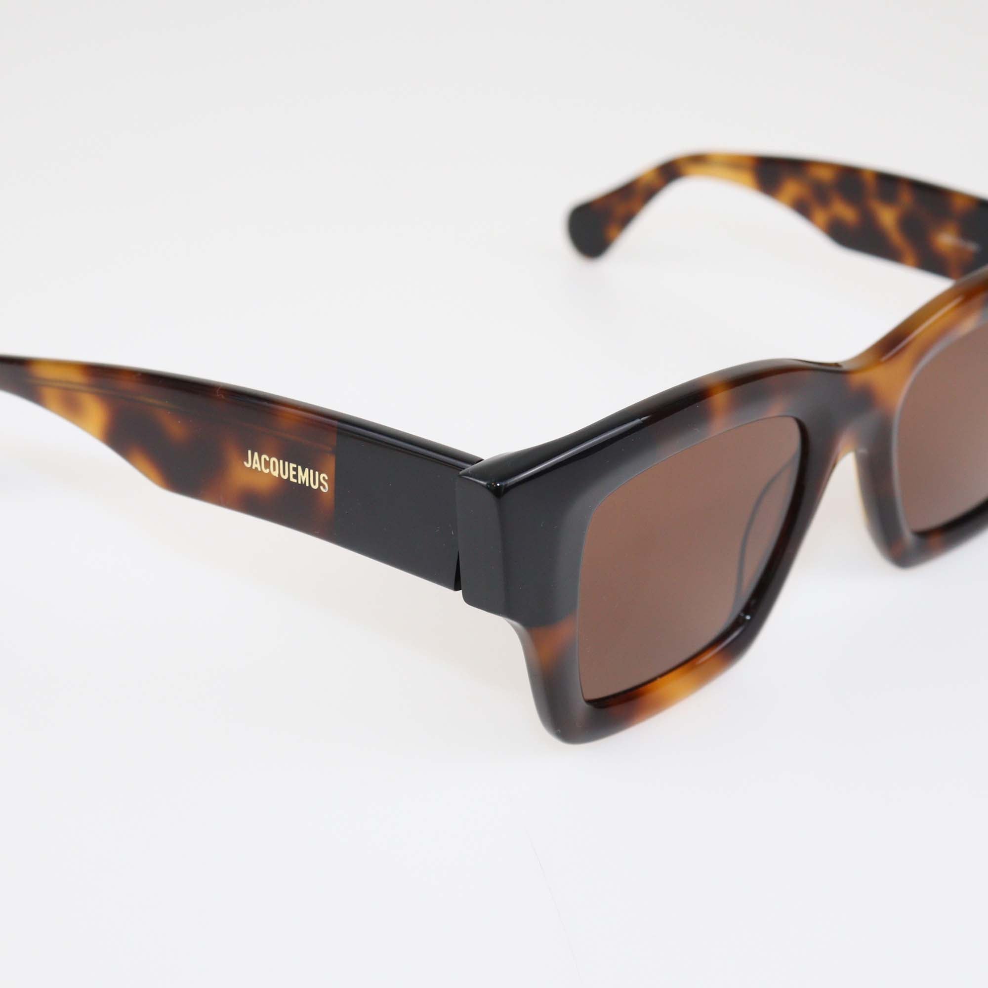 Jacquemus Brown Tortoiseshell Acetate Baci Square Sunglasses