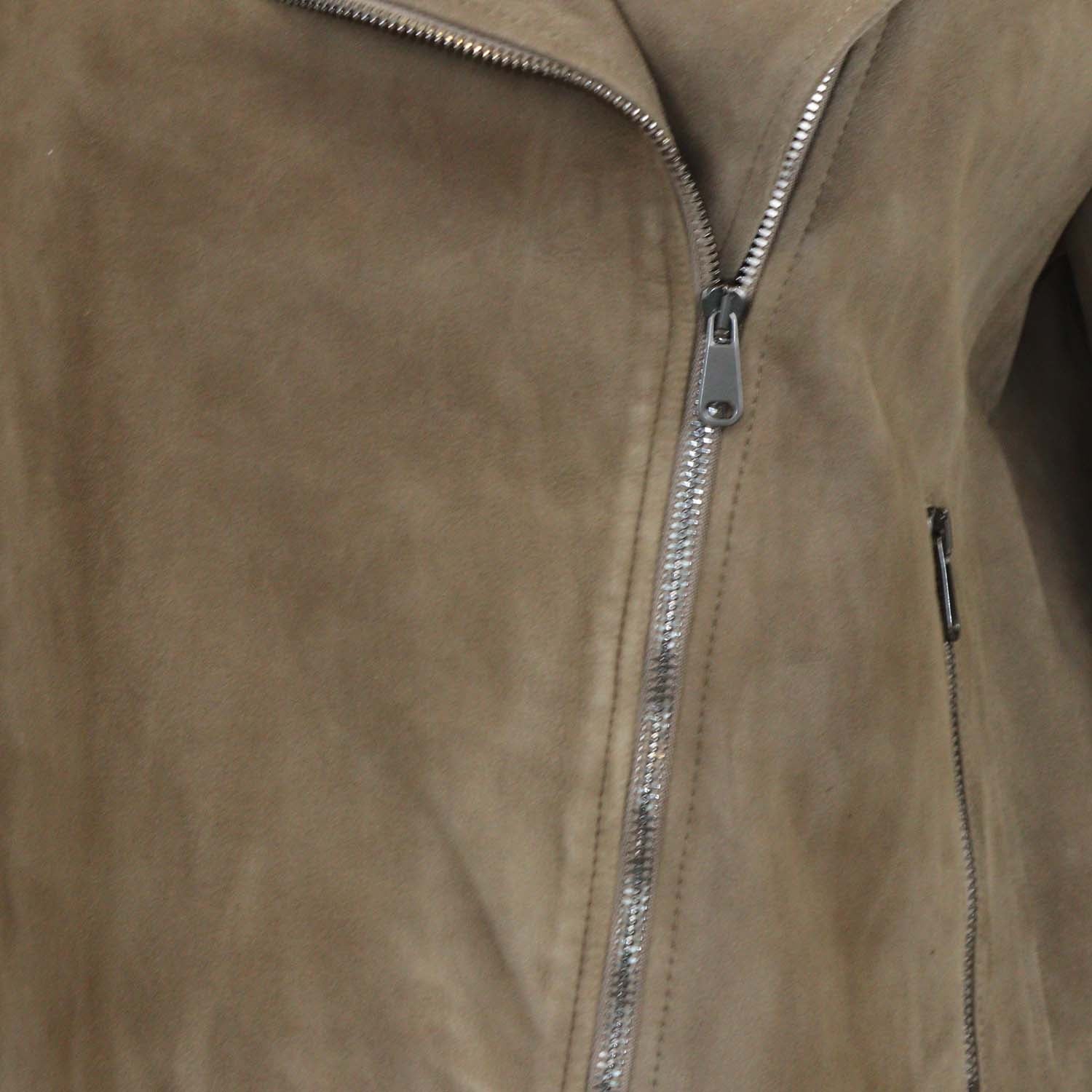 Brunello Cucinelli Brown Leather Monili Biker Jacket
