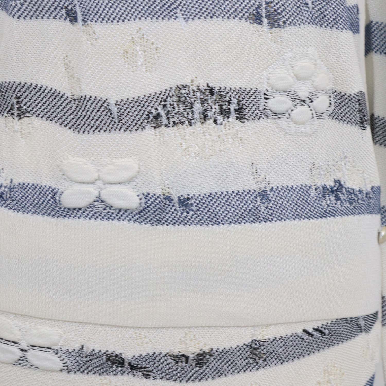 Chanel White/Blue Blend Viscose Striped Crochet Effect Sweater and Mini Skirt Set