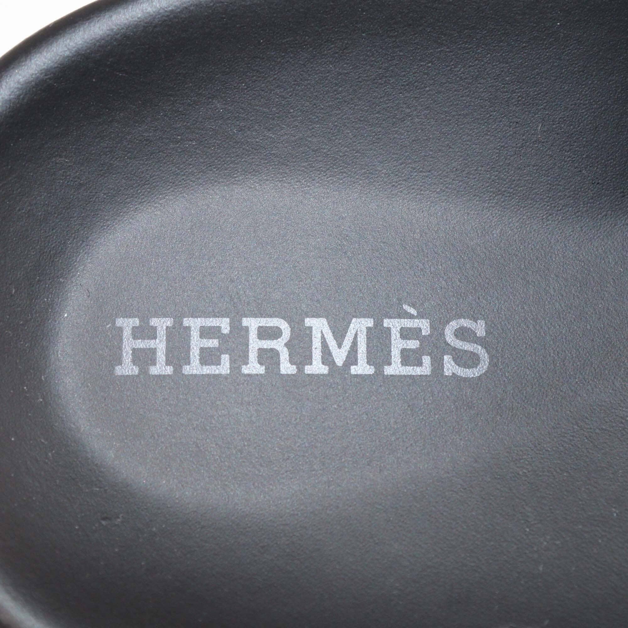 Hermès Black Leather Chypre Flat Sandals Womens Hermes