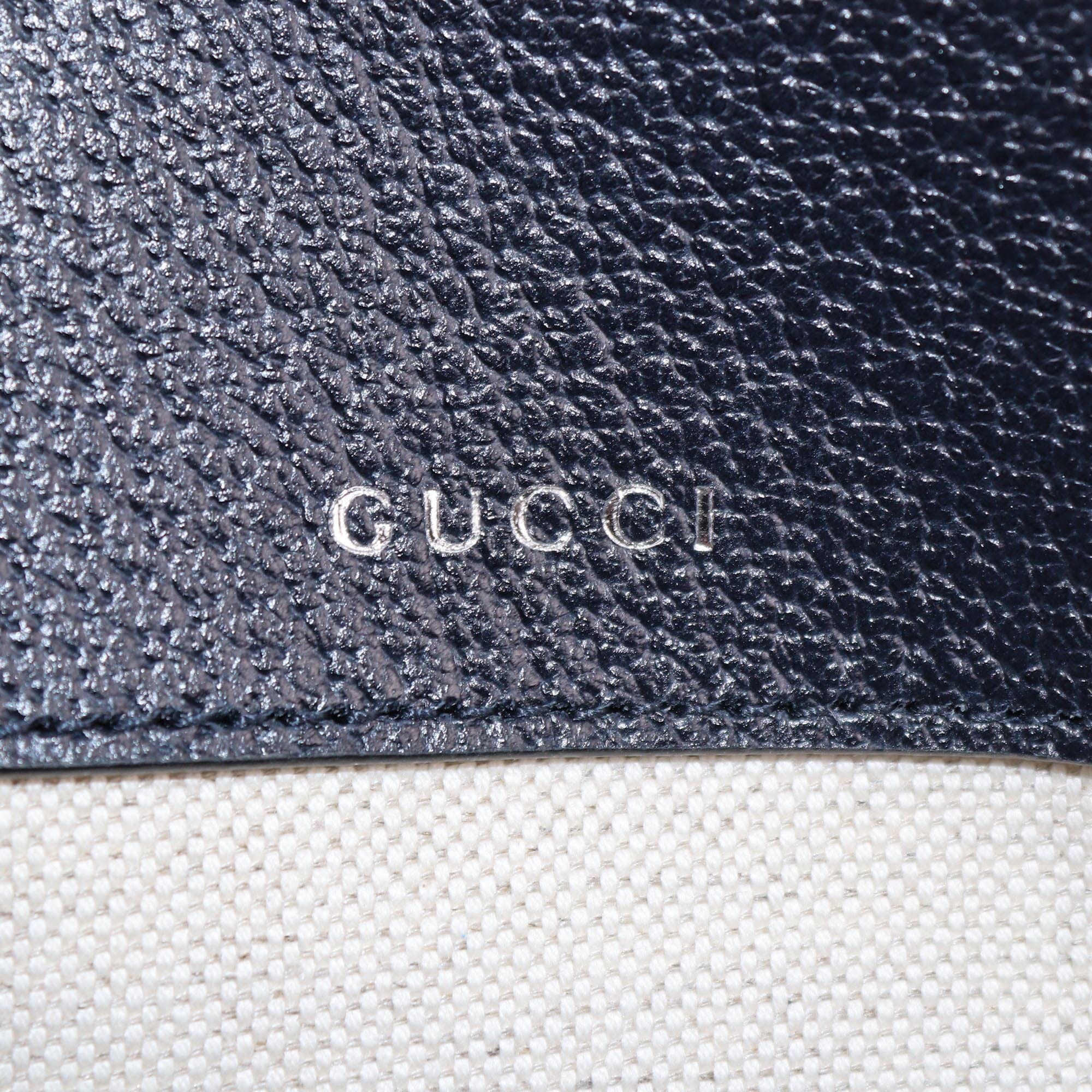 Gucci Navy Blue/Beige GG Supreme Small Horsebit 1955 Shoulder Bag Womens Gucci