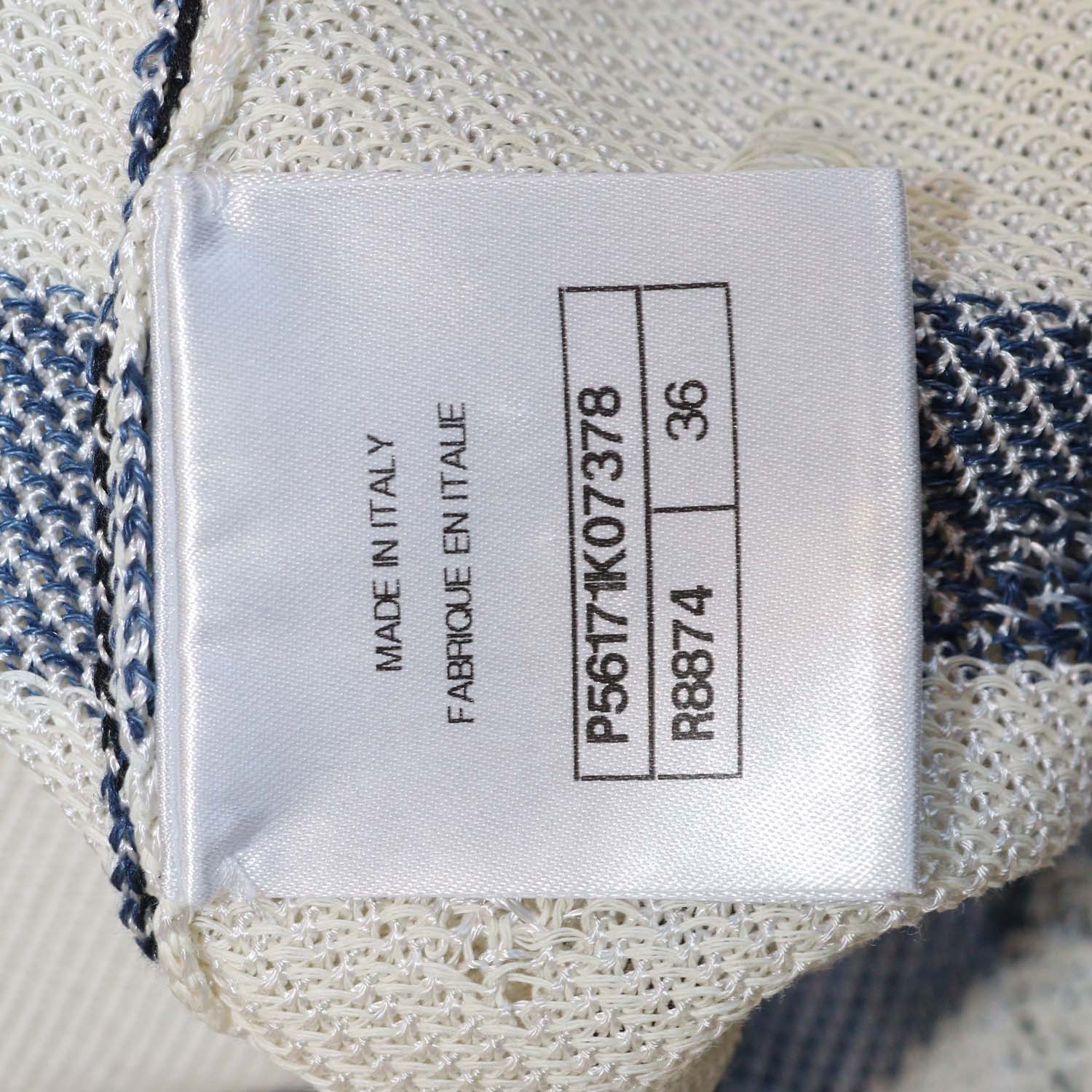 Chanel White/Blue Blend Viscose Striped Crochet Effect Sweater and Mini Skirt Set