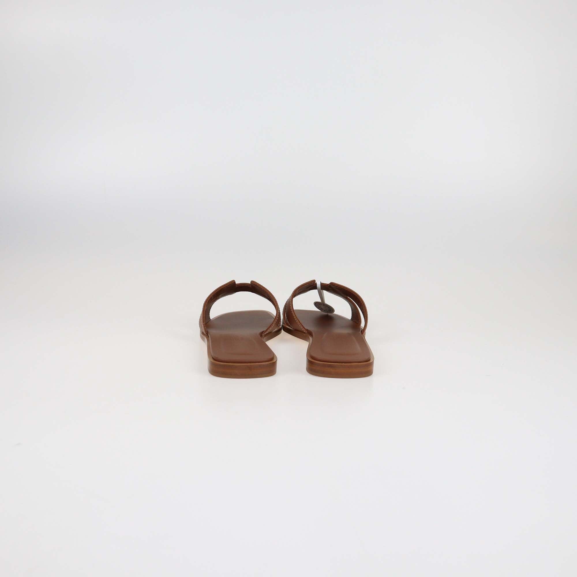 Hermes Brown Leather Oran Flat Sandals Womens Hermes