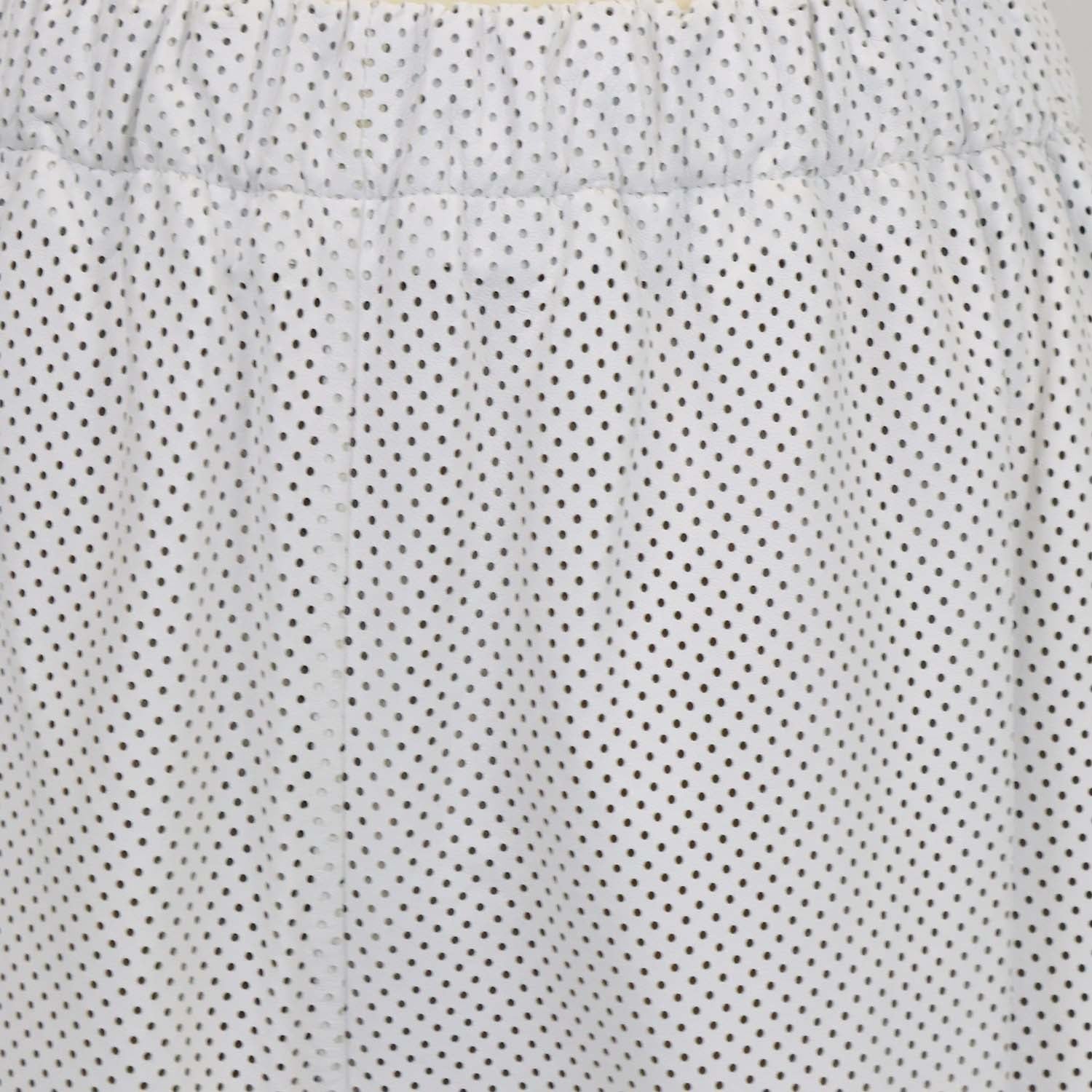 Prada White Perforated Leather High Waist Drawstring Short