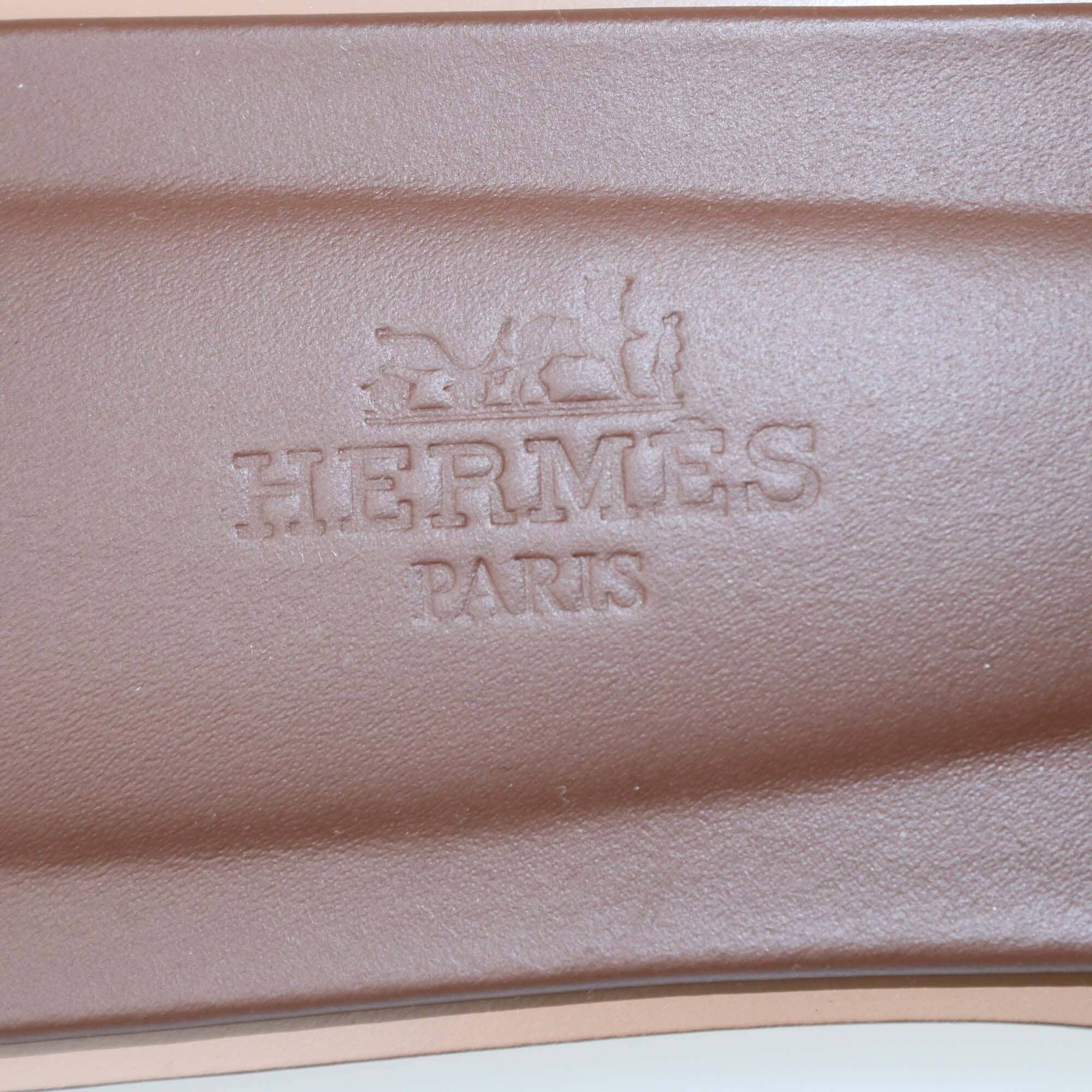 Hermes Brown Leather Oran Flat Sandals Womens Hermes