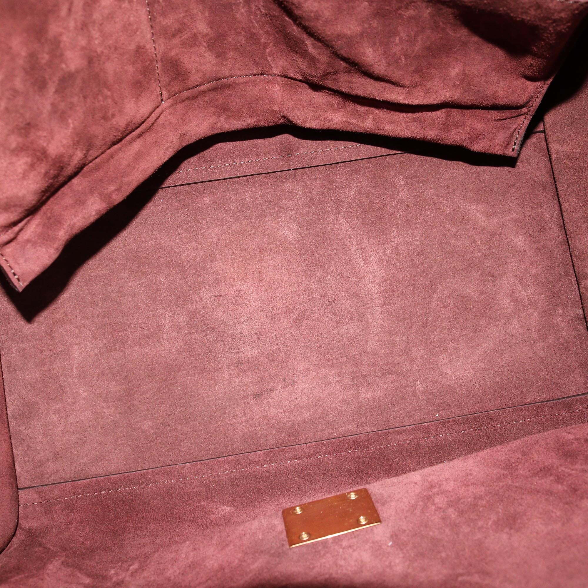 Celine Burgundy/Beige Medium Trapeze Top Handle Bag Womens Celine