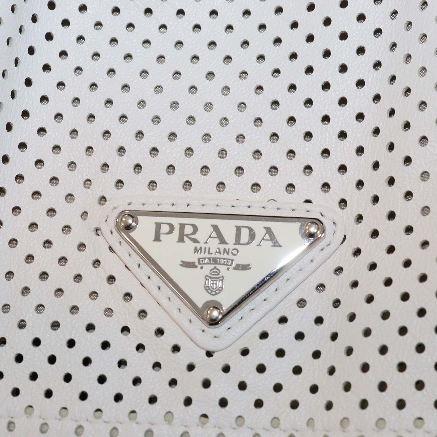 Prada White Perforated Leather High Waist Drawstring Short