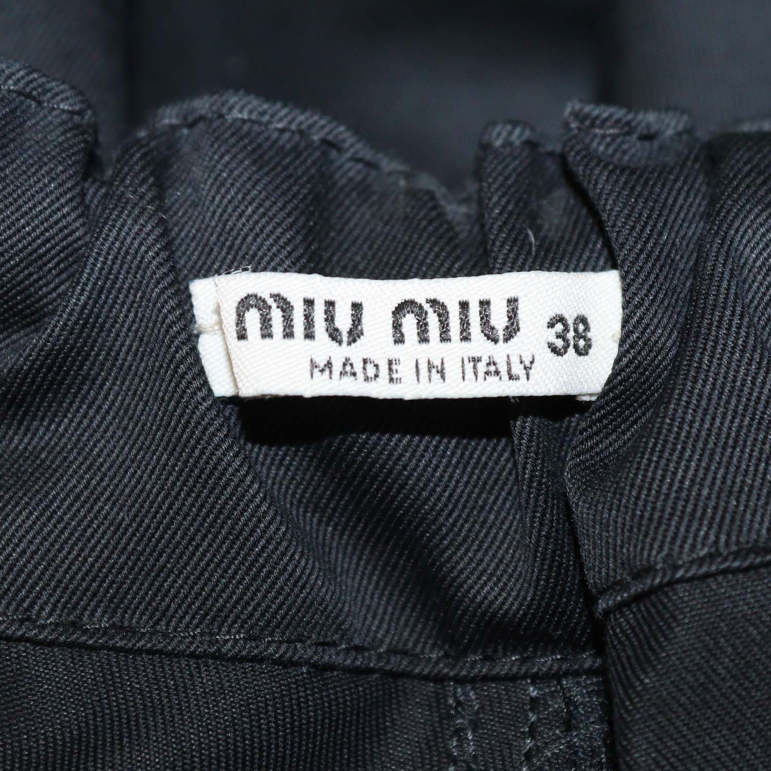 Miu Miu Black Cotton Belted Cargo Short