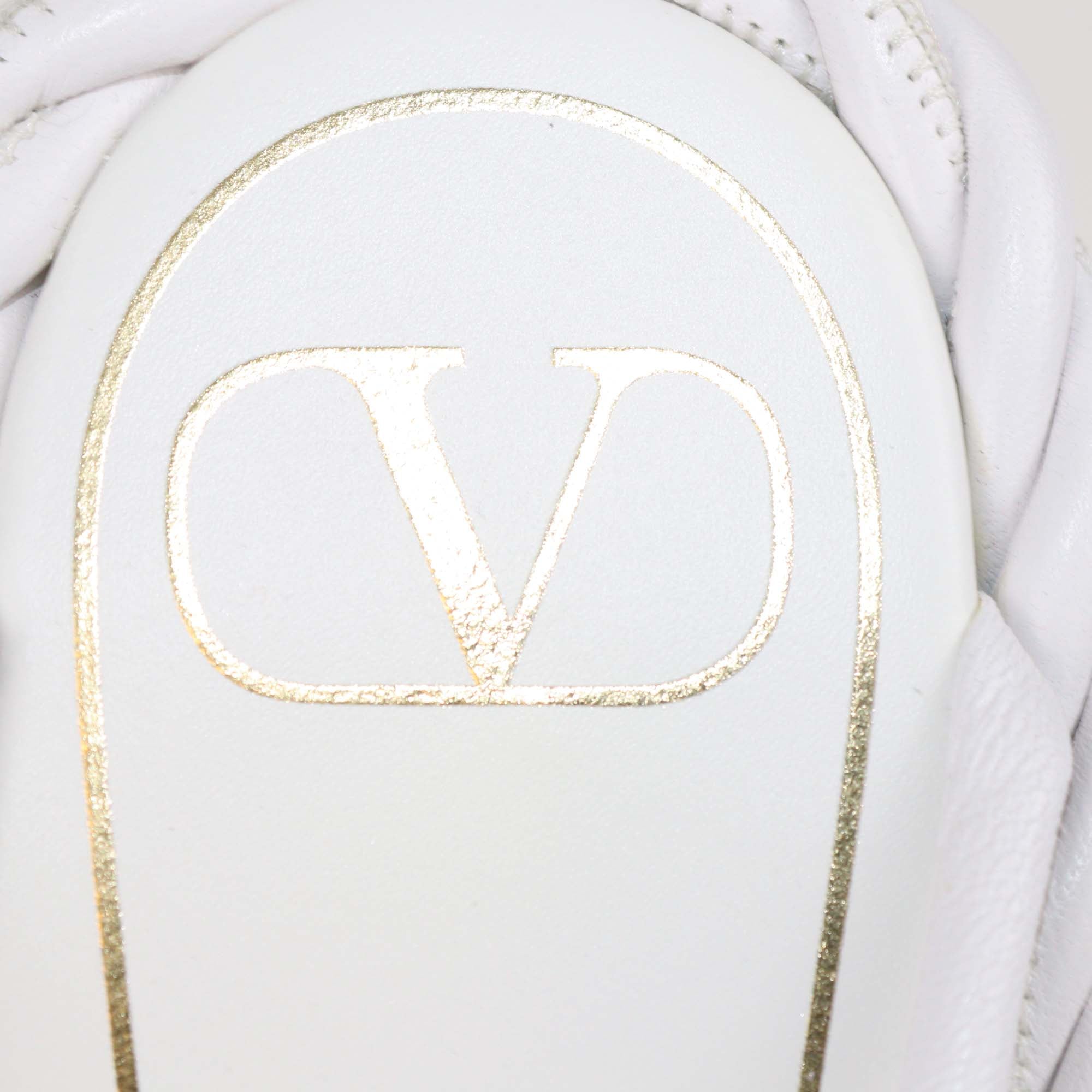 Valentino White Woven Leather The Rope Flat Sandals