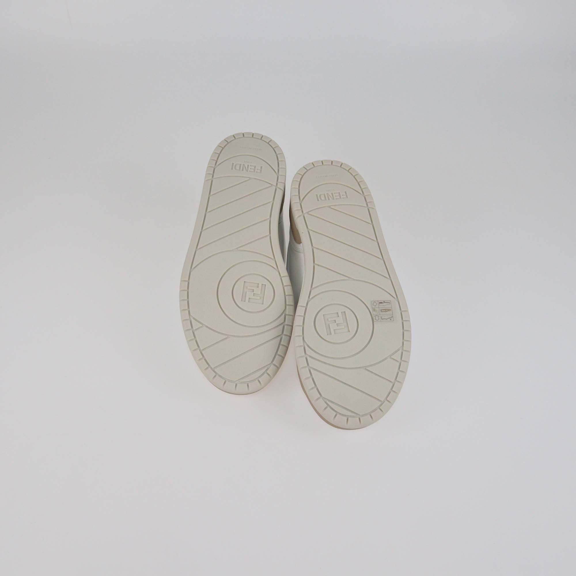 Fendi White Leather Lace Up Low Top Sneakers