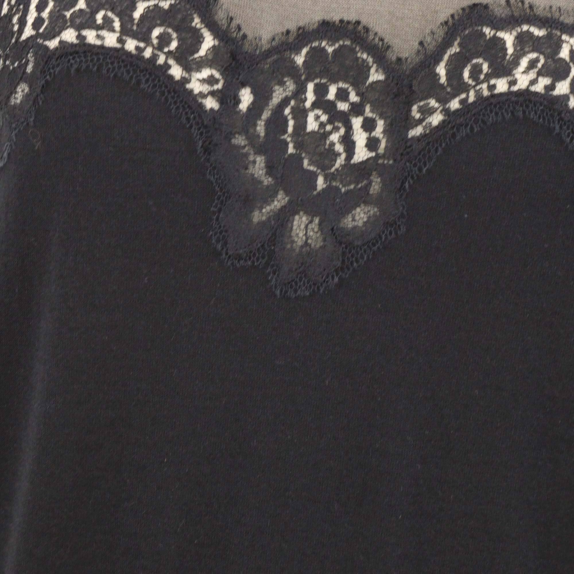 Dolce & Gabbana Black Cashmere Blended Knit Lace Trim Sleeveless Top Womens Dolce & Gabbana