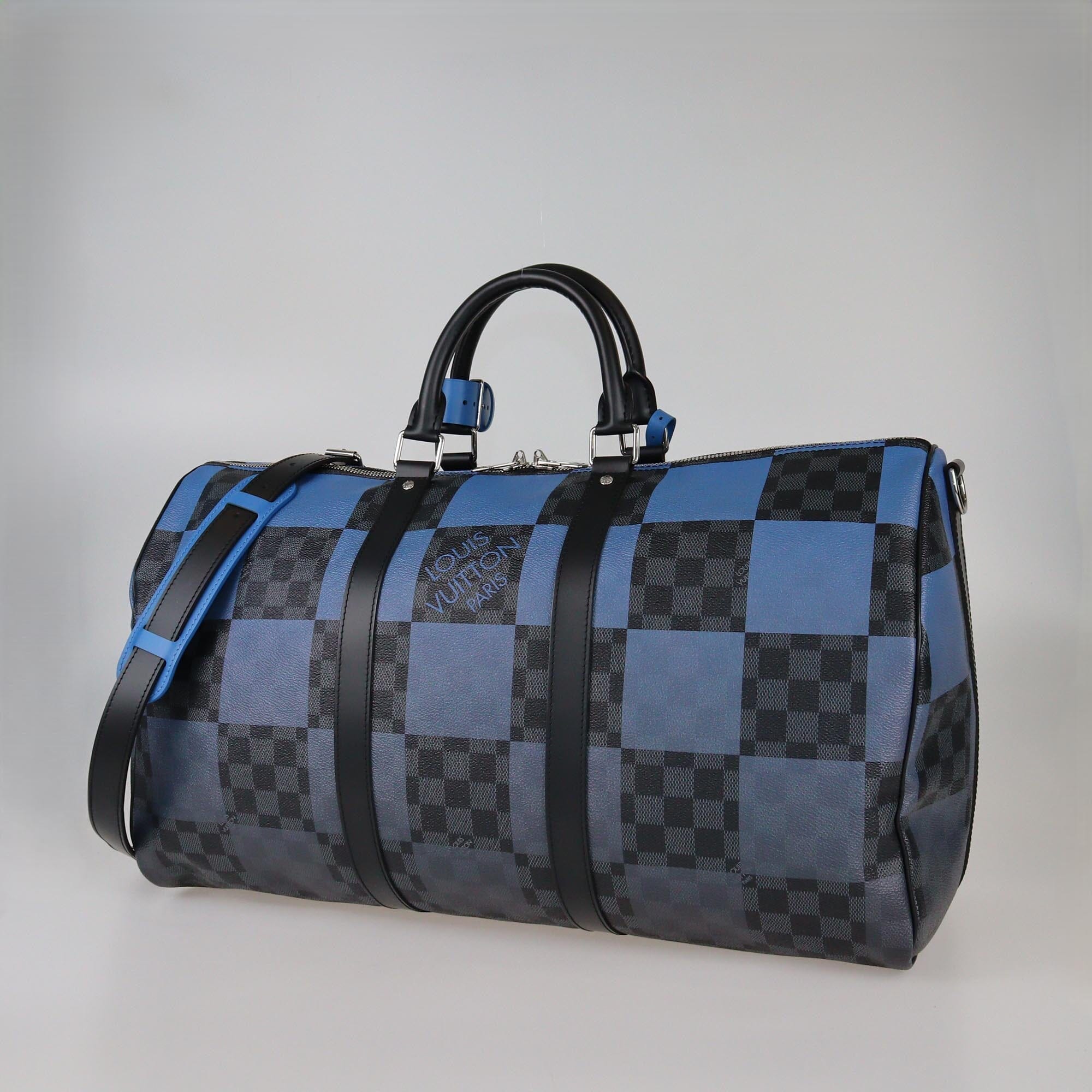 Louis Vuitton Damier Graphite/Blue Canvas Keepall 50 Bandouliere Bag Mens Louis Vuitton