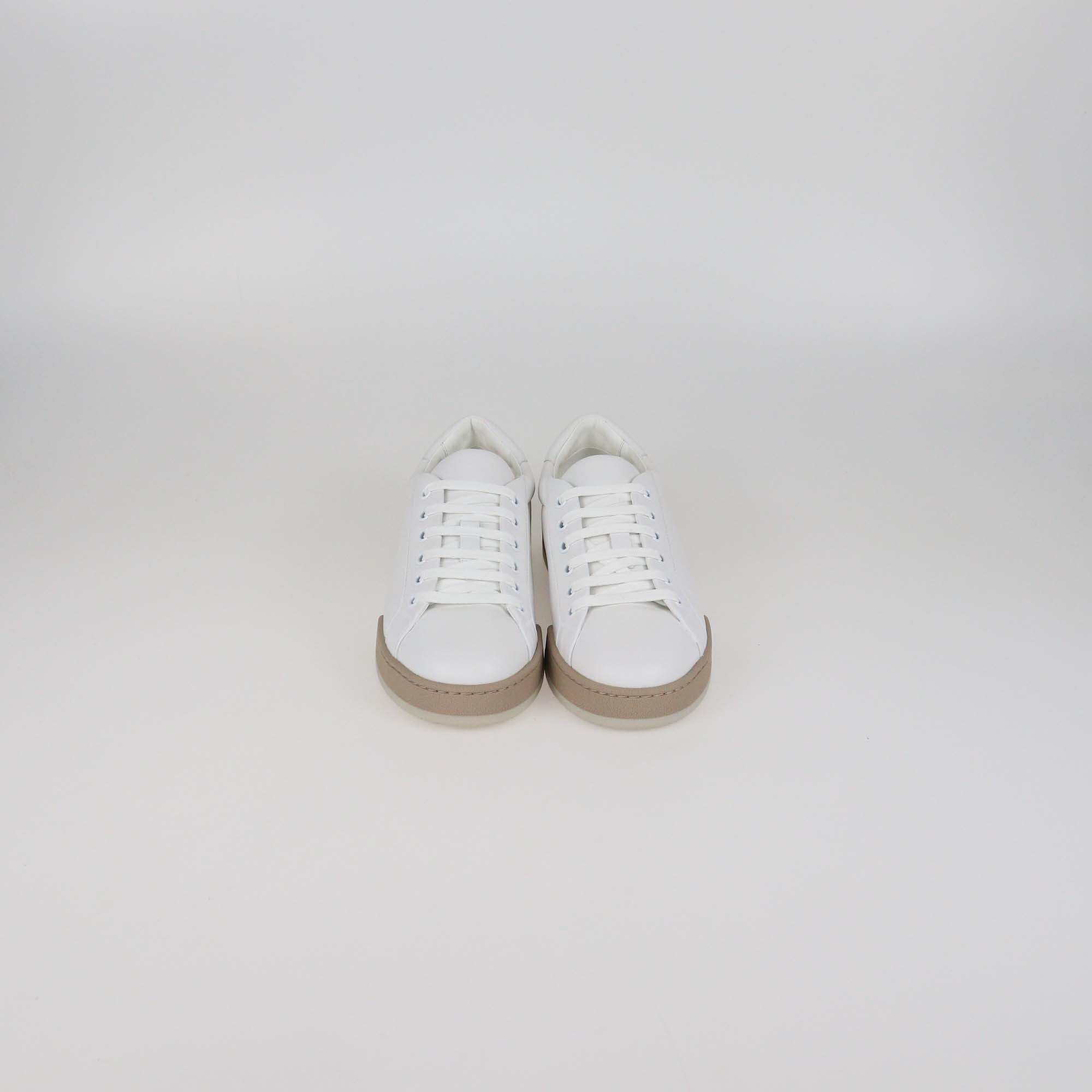 Fendi White Leather Lace Up Low Top Sneakers