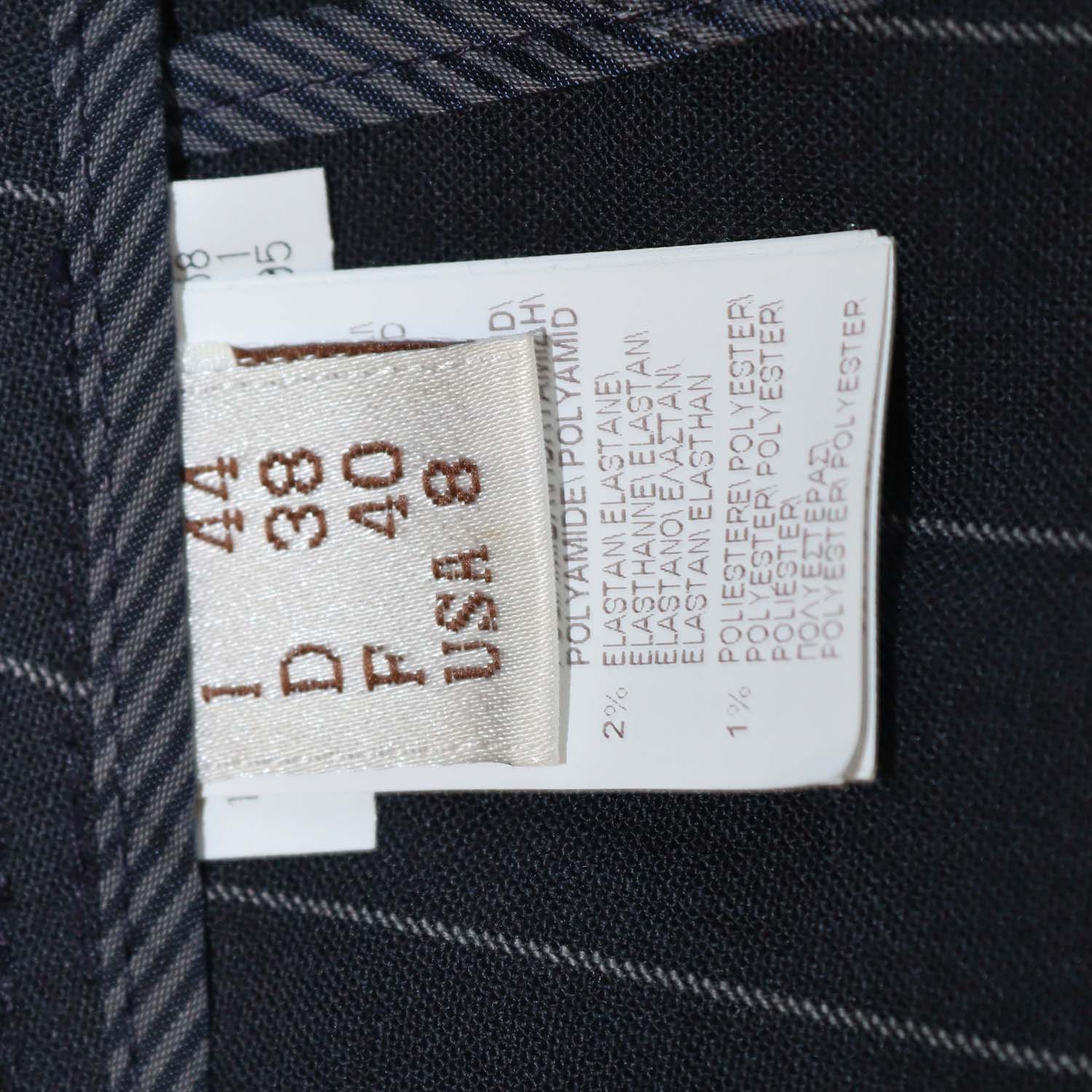 Brunello Cucinelli Navy Wool Blend Striped Straight Leg Pants