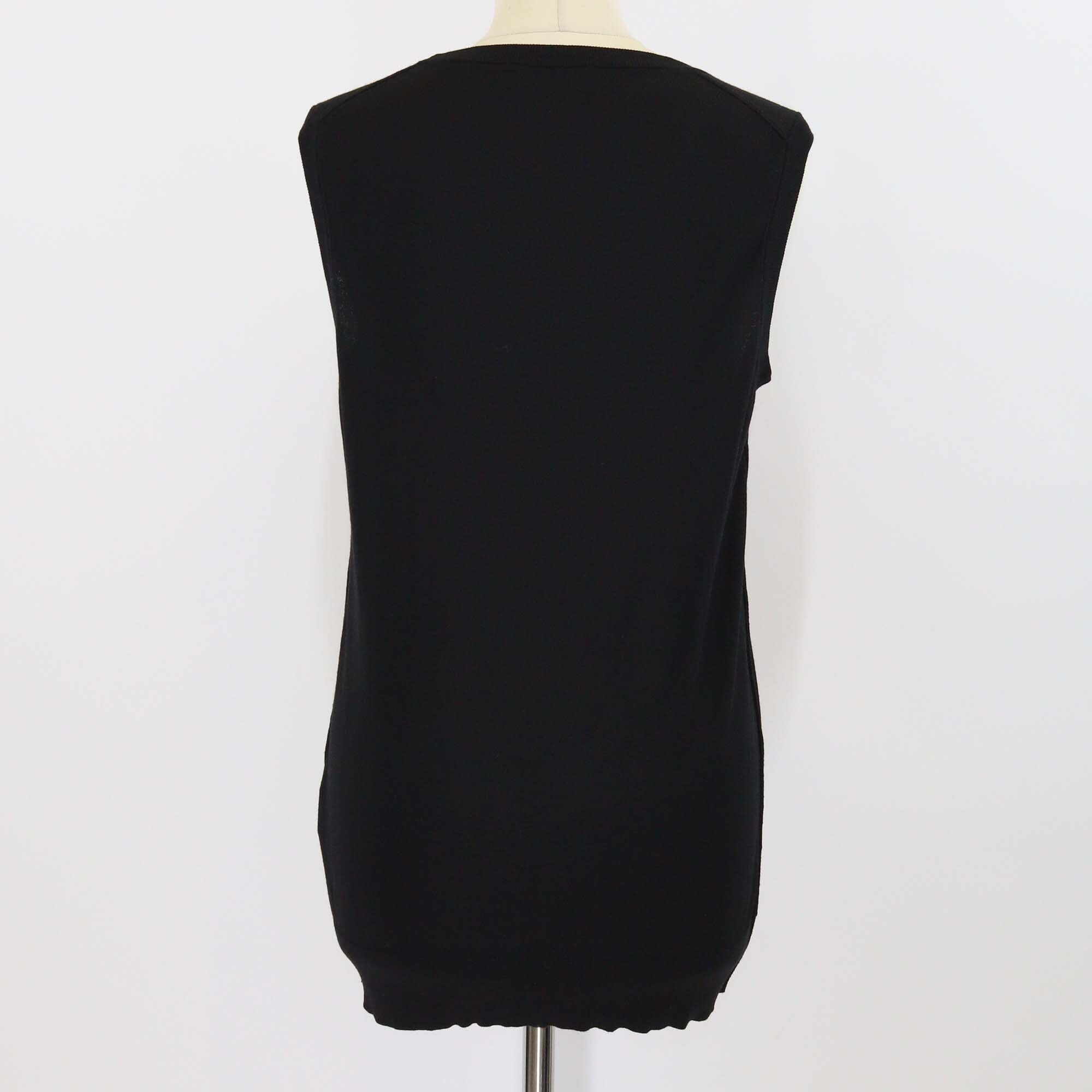 Dolce & Gabbana Black Wool Knit Rose Beads Detail Sleeveless Top Womens Dolce & Gabbana