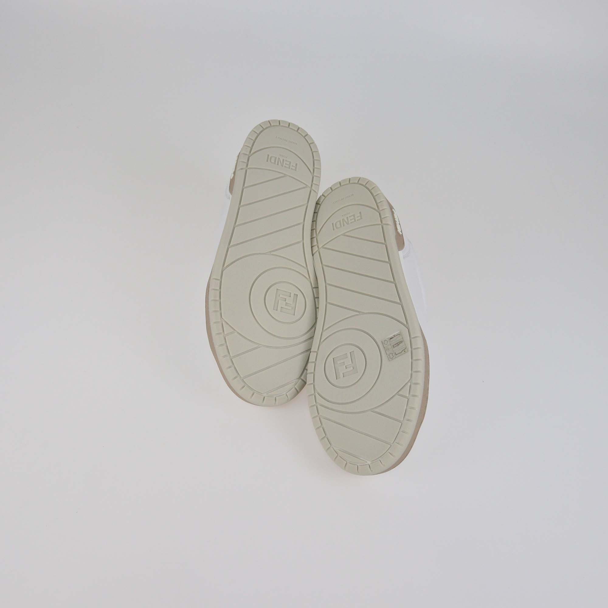 Fendi White Leather Lace Up Low Top Sneakers