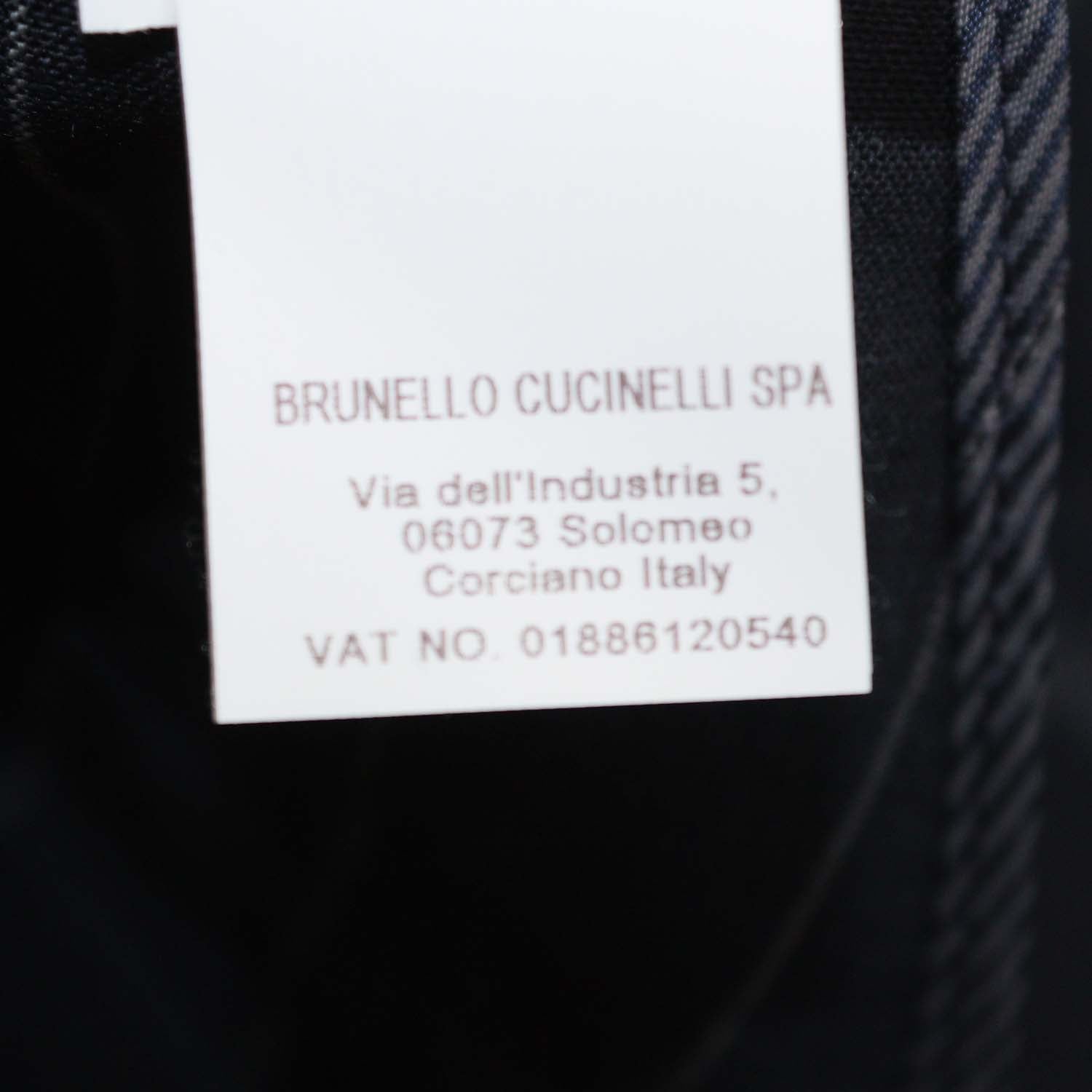Brunello Cucinelli Navy Wool Blend Striped Straight Leg Pants