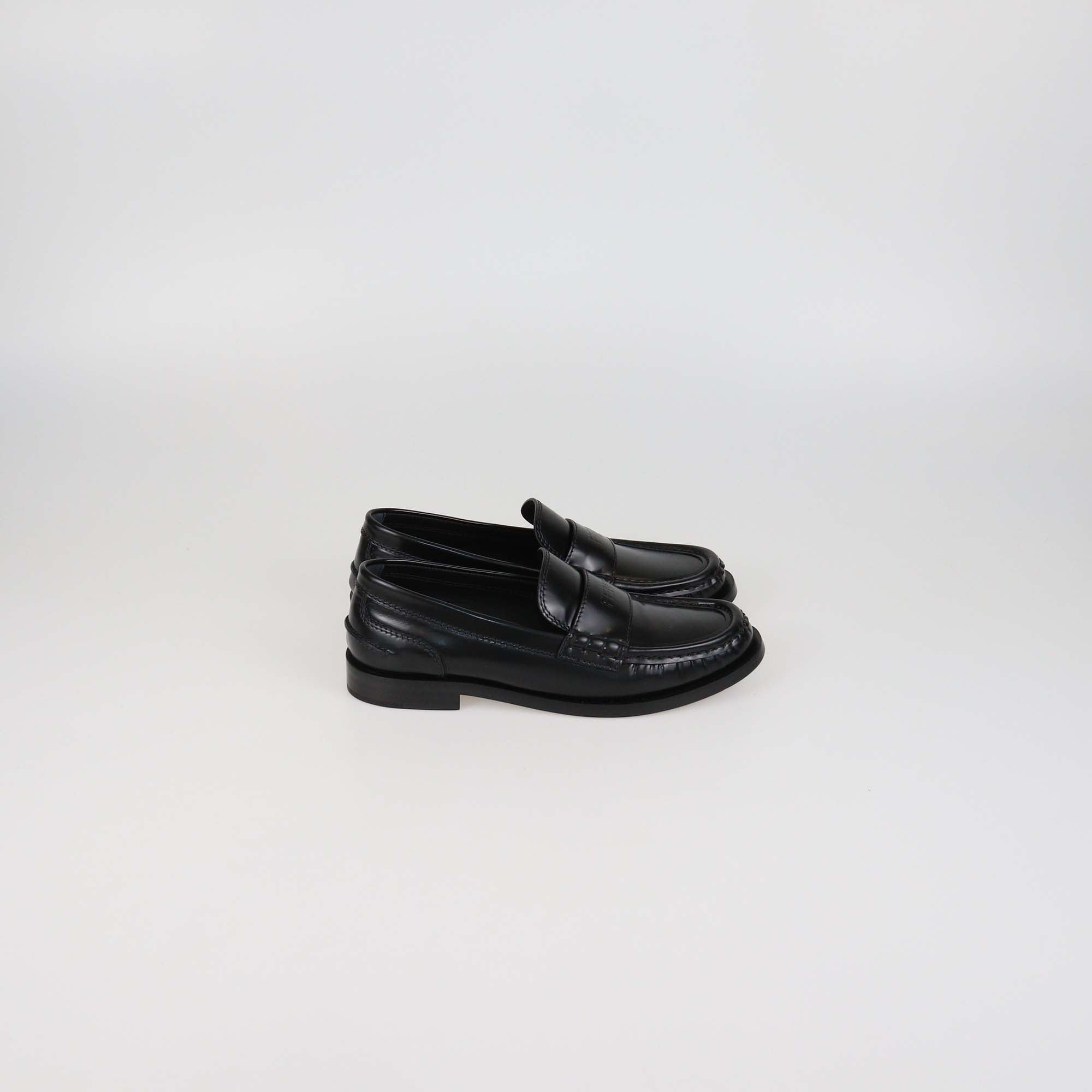 Fendi Black Glossy Leather Moccasins