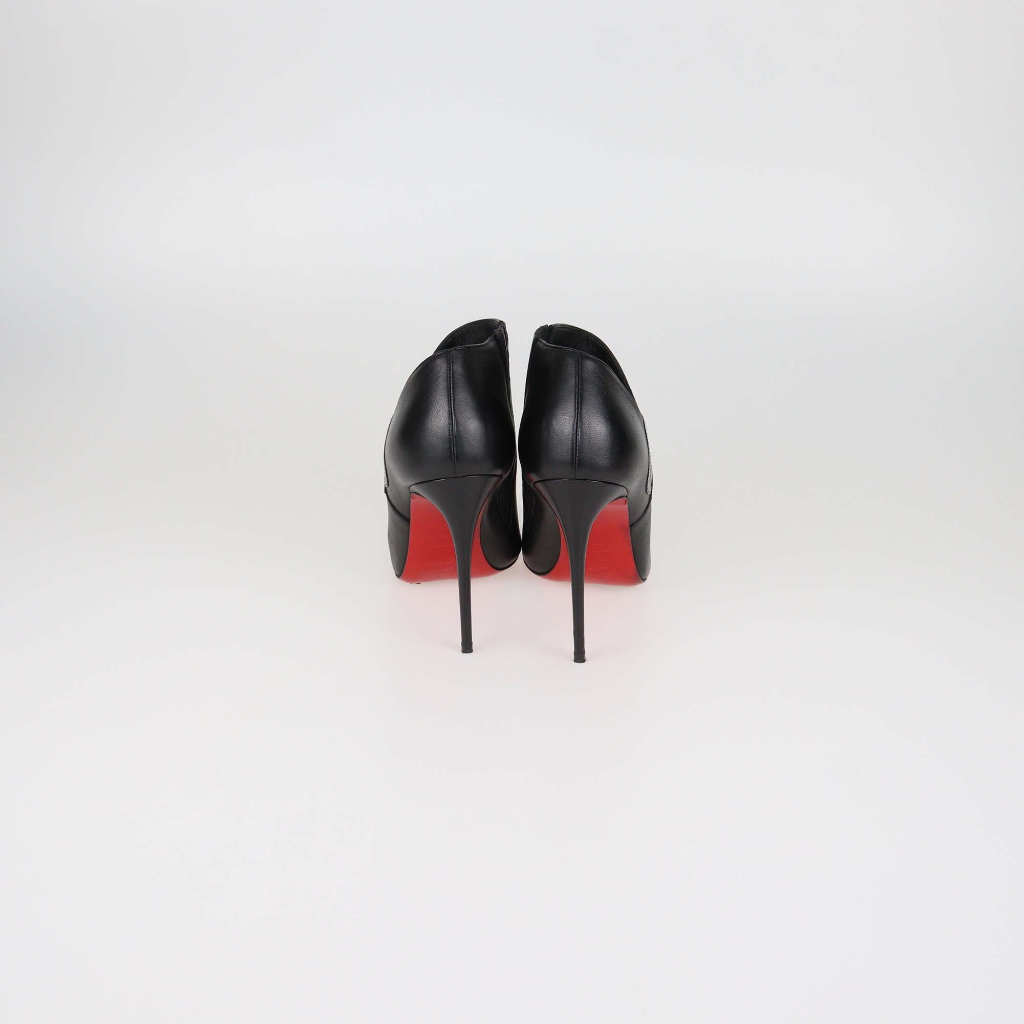 Christian Louboutin Black Leather Pointed Toe Ankle Booties
