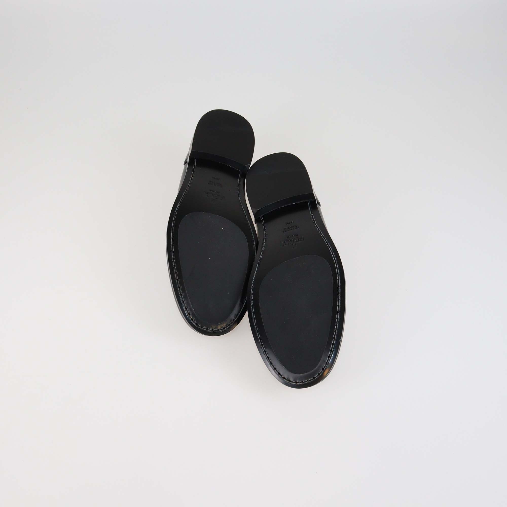 Fendi Black Glossy Leather Moccasins