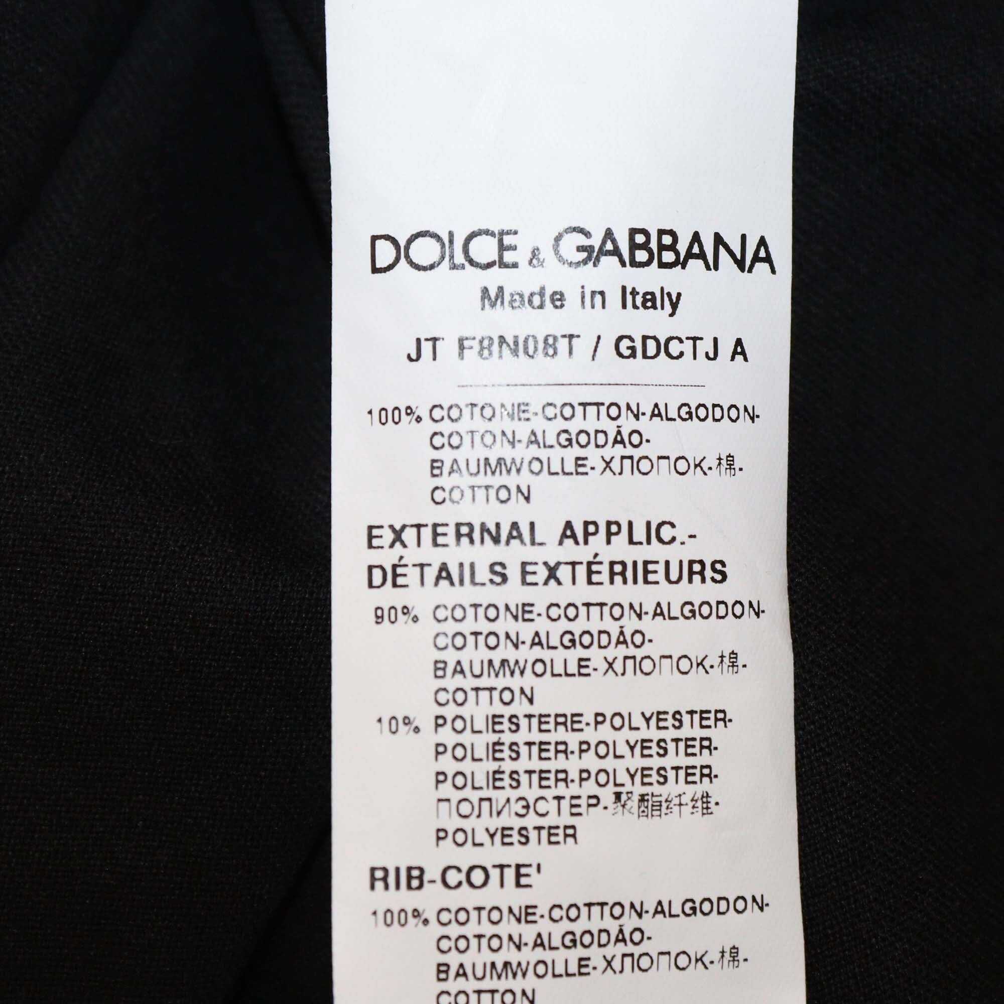 Dolce & Gabbana Black Lace Patch Cotton Short Sleeve T-Shirt Womens Dolce & Gabbana