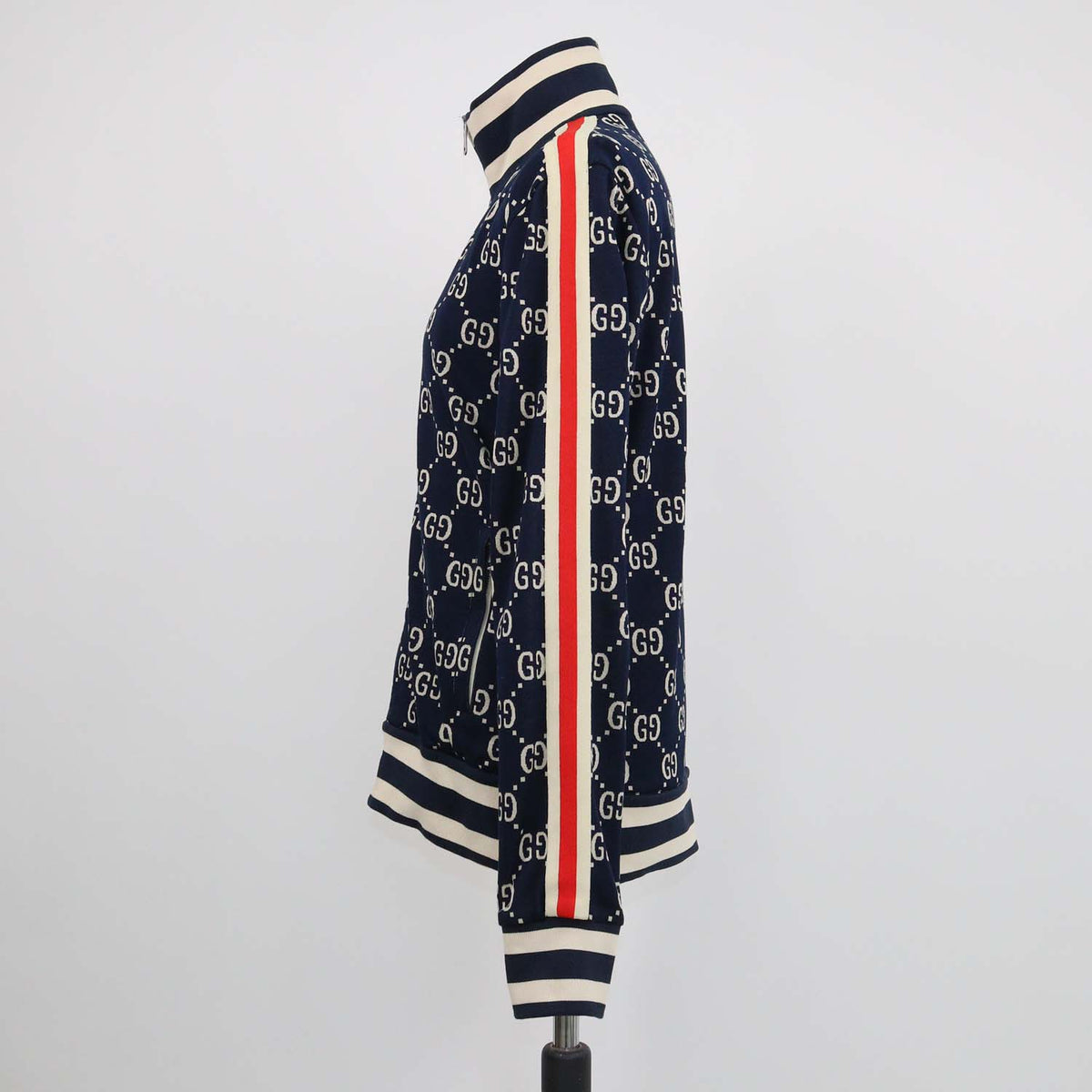 Gucci Navy Blue Cotton GG jacquard Track Jacket