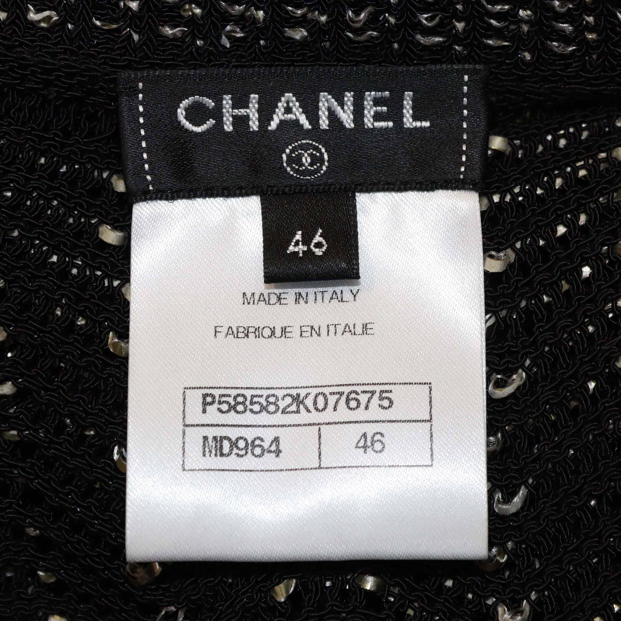 Chanel Black Crochet Knit Short Sleeve Cardigan Womens Chanel