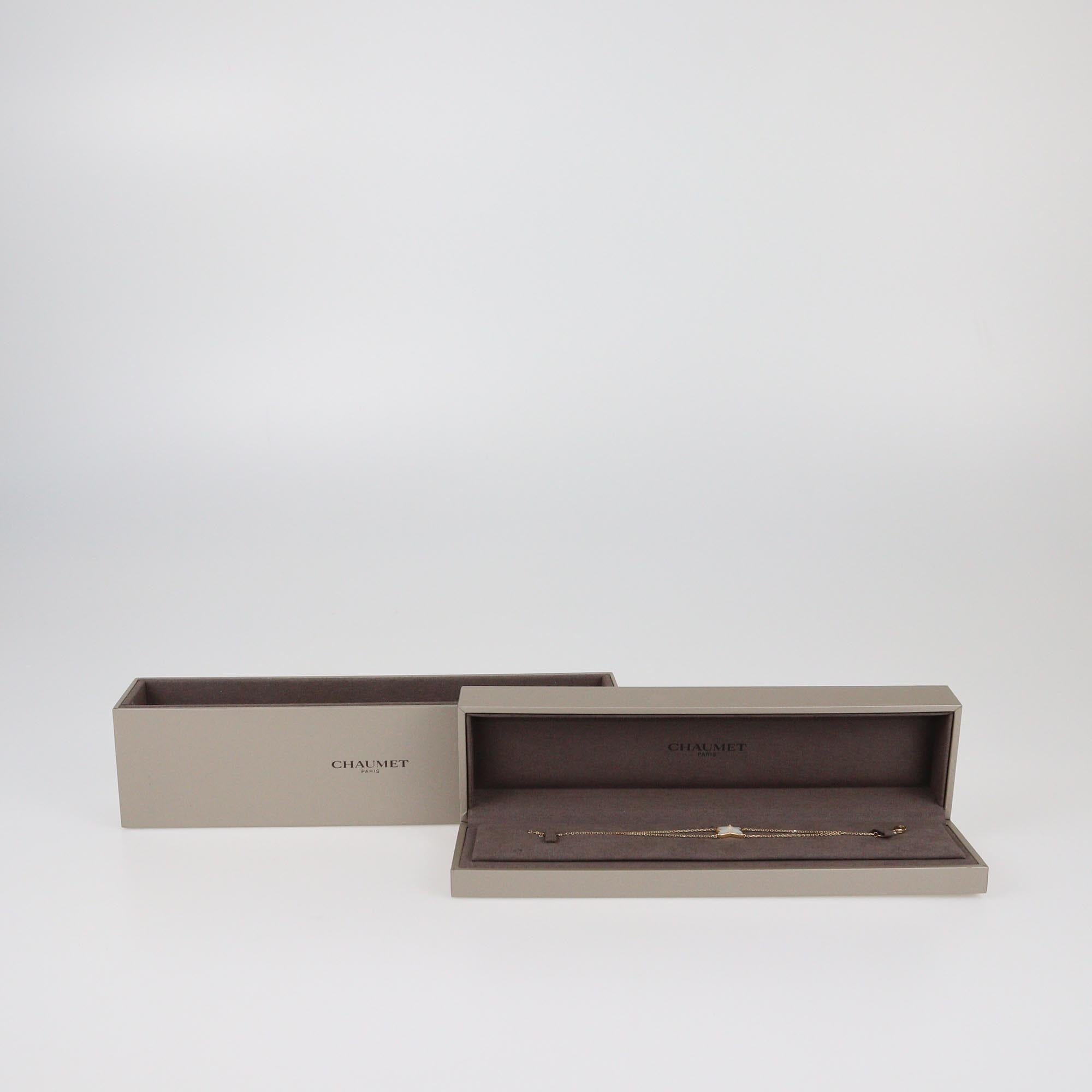 Chaumet Yellow Gold Jeux de Liens Diamond Mother of Pearl Bracelet Womens Chaumet