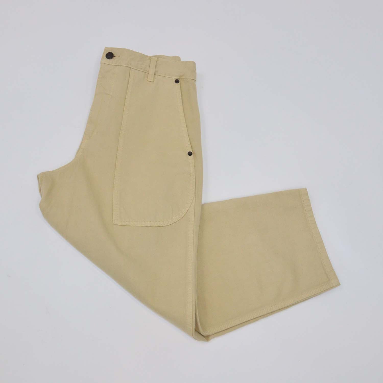 The Row Beige Cotton High-Rise Wide Leg Jeans