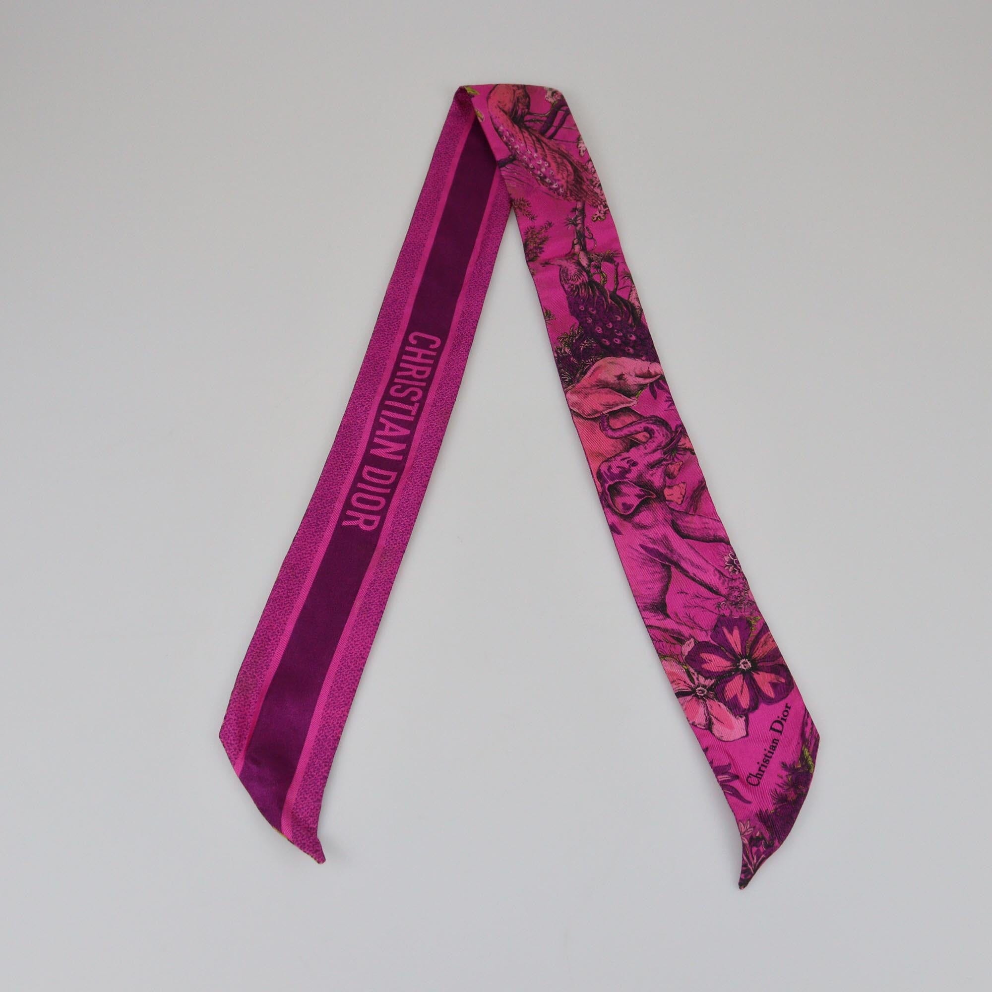 Christian Dior Pink Animal Print Twilly Womens Christian Dior