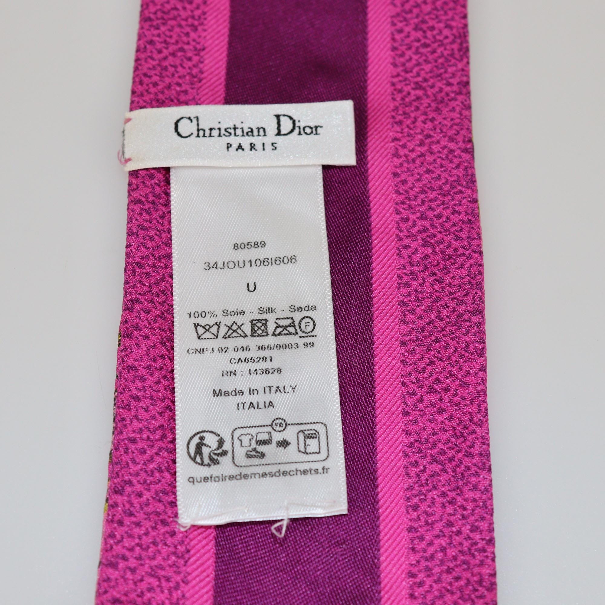 Christian Dior Pink Animal Print Twilly Womens Christian Dior