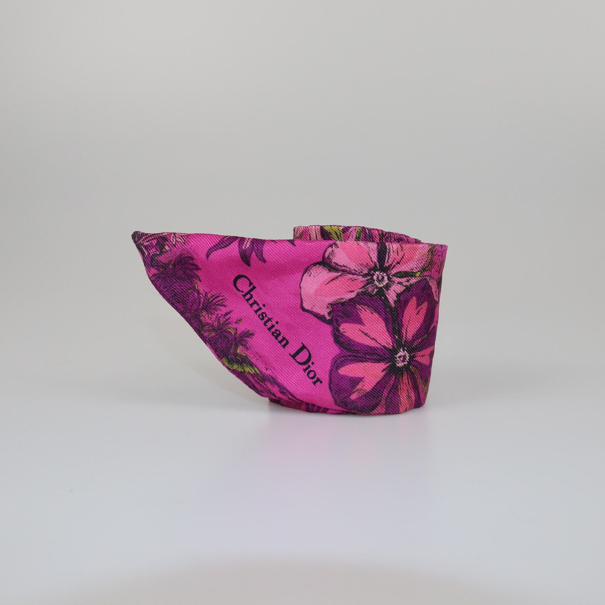 Christian Dior Pink Animal Print Twilly Womens Christian Dior