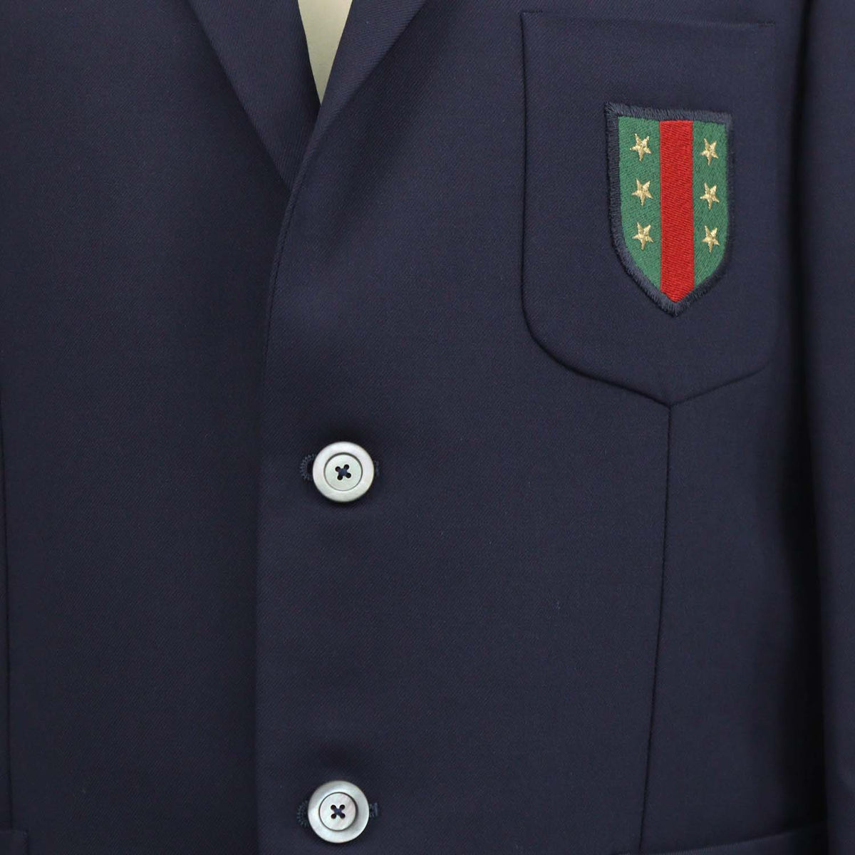 Gucci Navy Blue Blend Fabric Pocket Emblem Embroidered Single Breasted Blazer